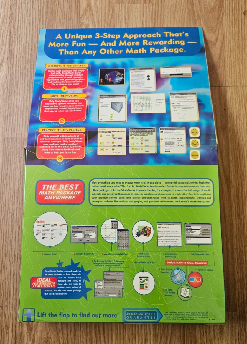 StudyWorks Mathematics Deluxe PC CD-ROM Complete Box Workbook 3D Glasses