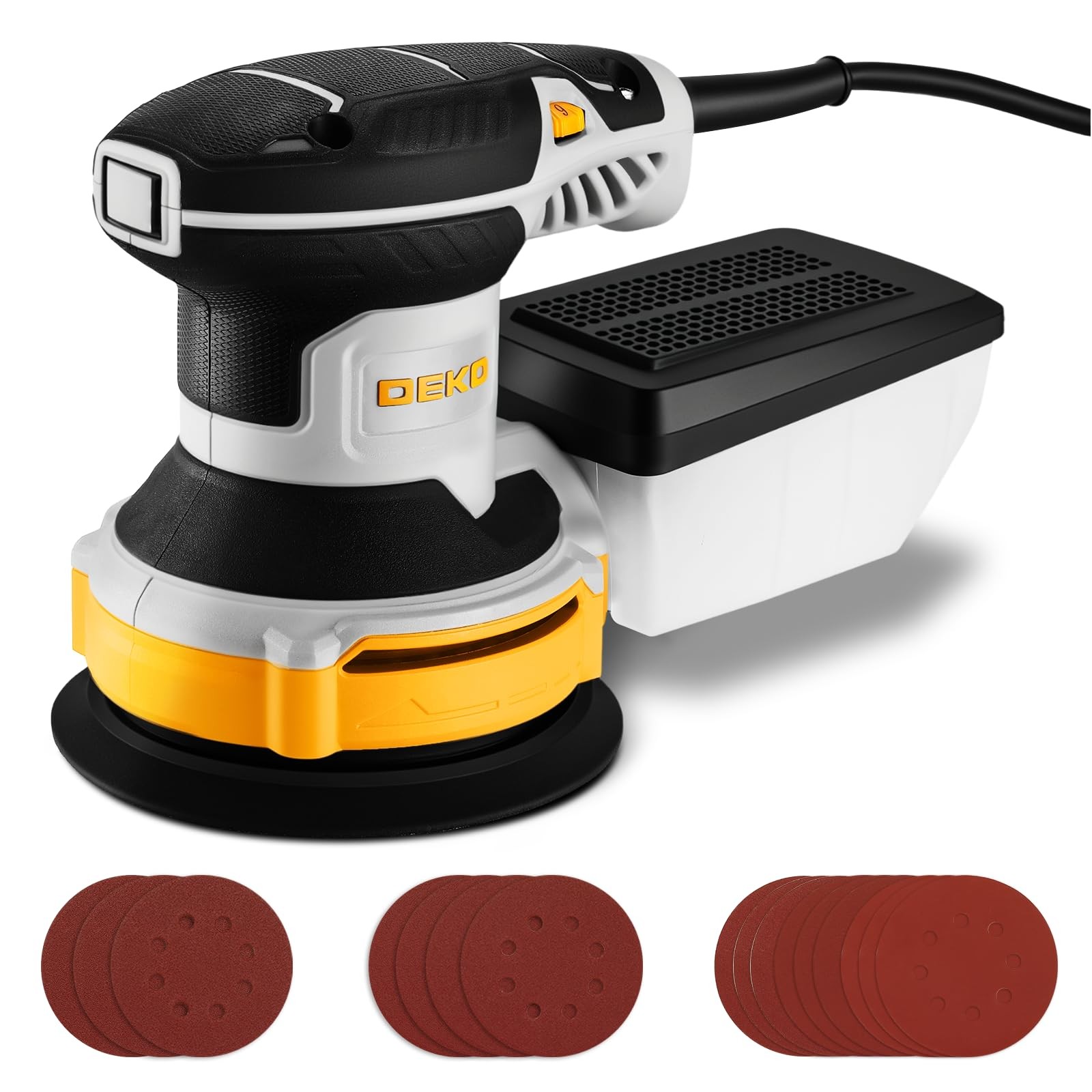 Orbital Sander Corded Hand Sander: 5" Random Orbital Sander with Dust Box, 6 ...