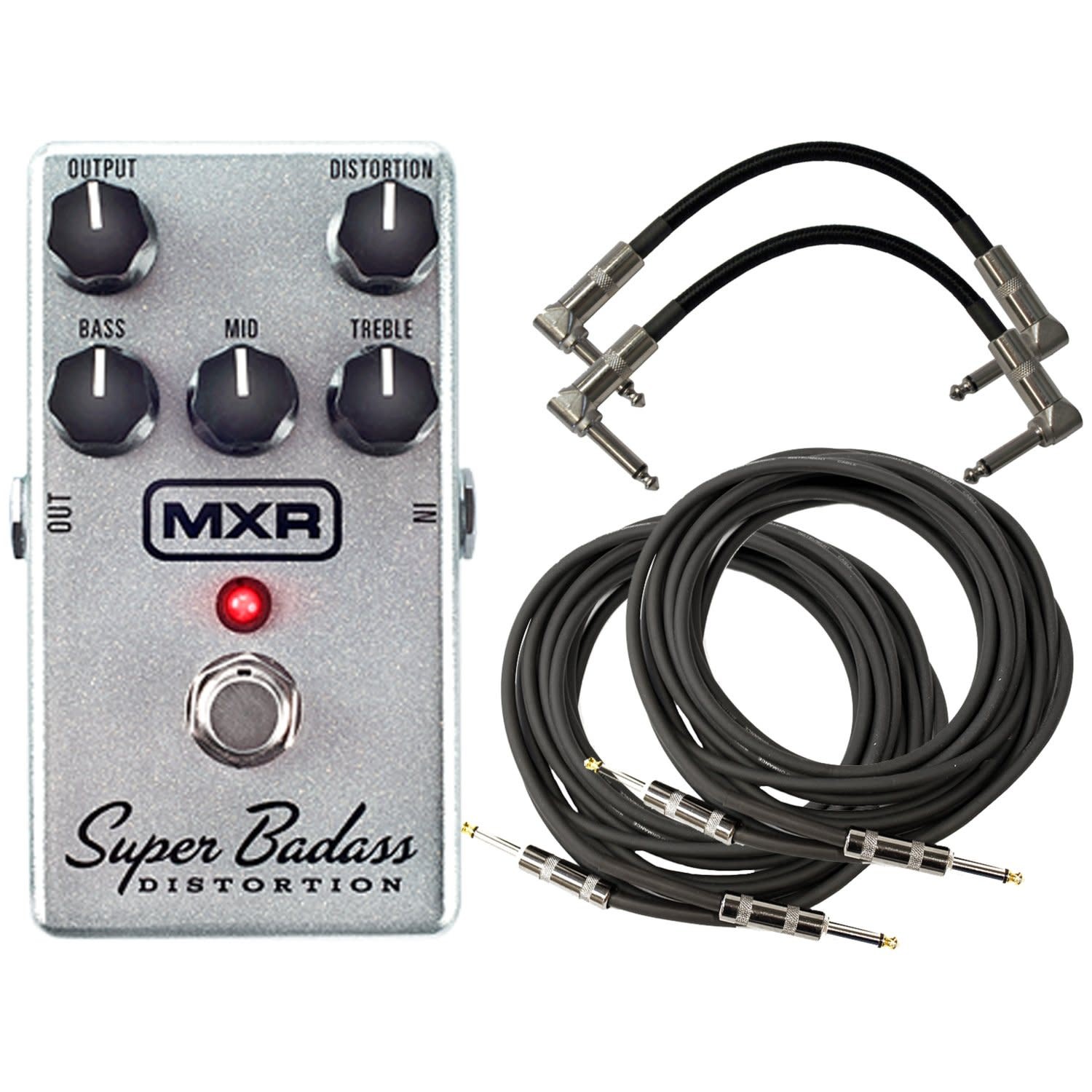 MXR M75 Super Badass Distortion Effects Pedal w/ 4 Cables