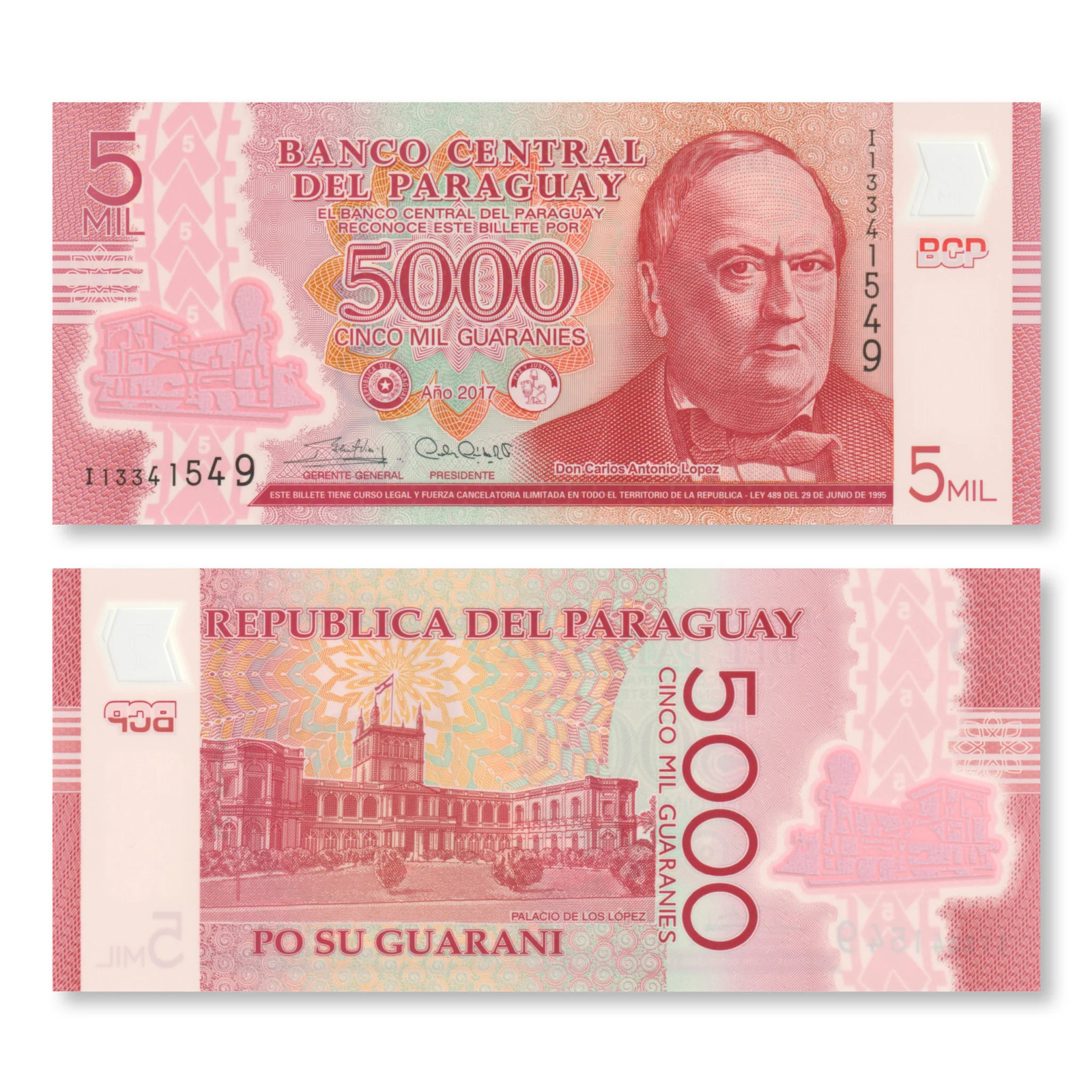 Paraguay 5,000 Guaranis, 2017, B857c, P234, UNC