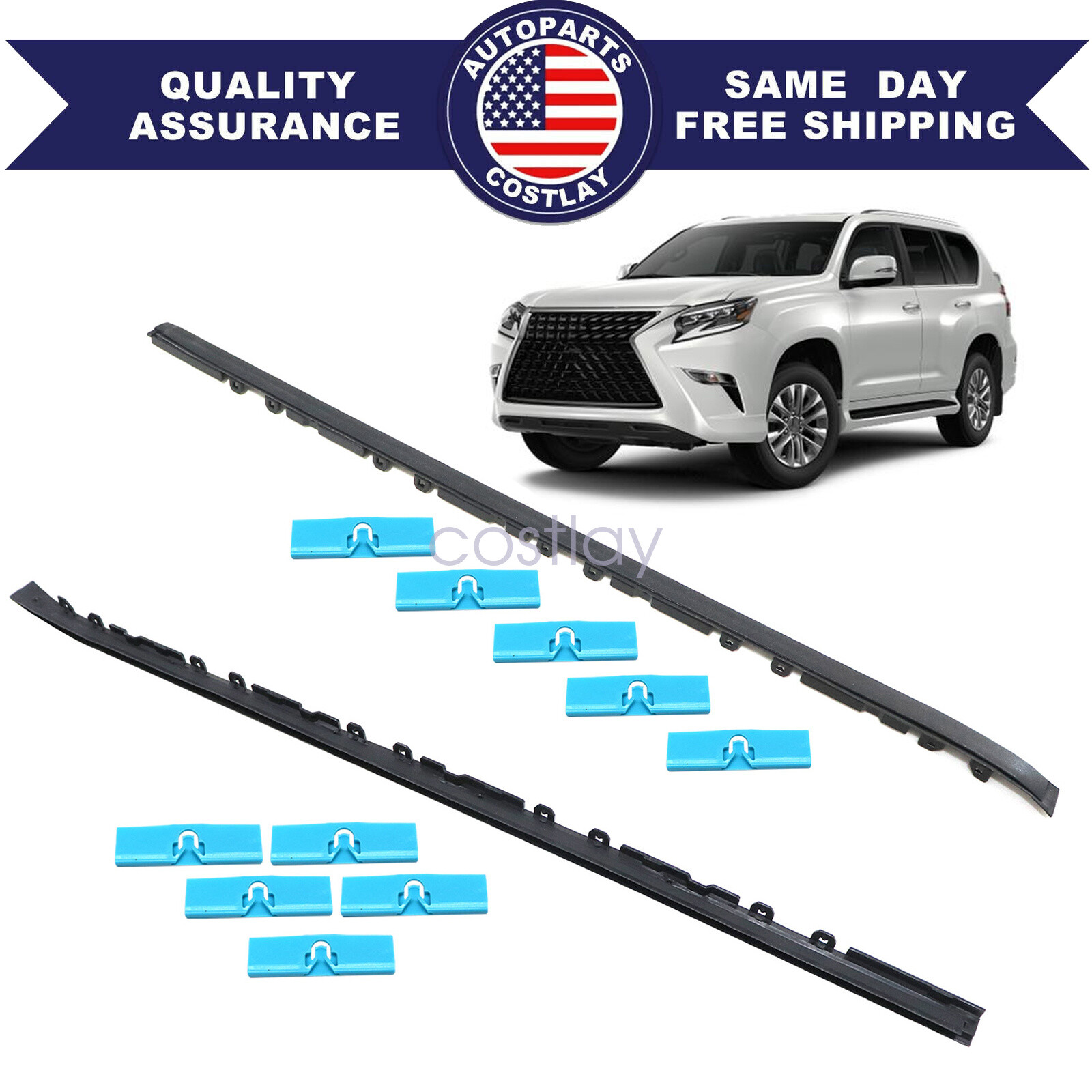 Fit Lexus GX460 2010-2022 Left Side + Right Side Windshield Moulding Kit New