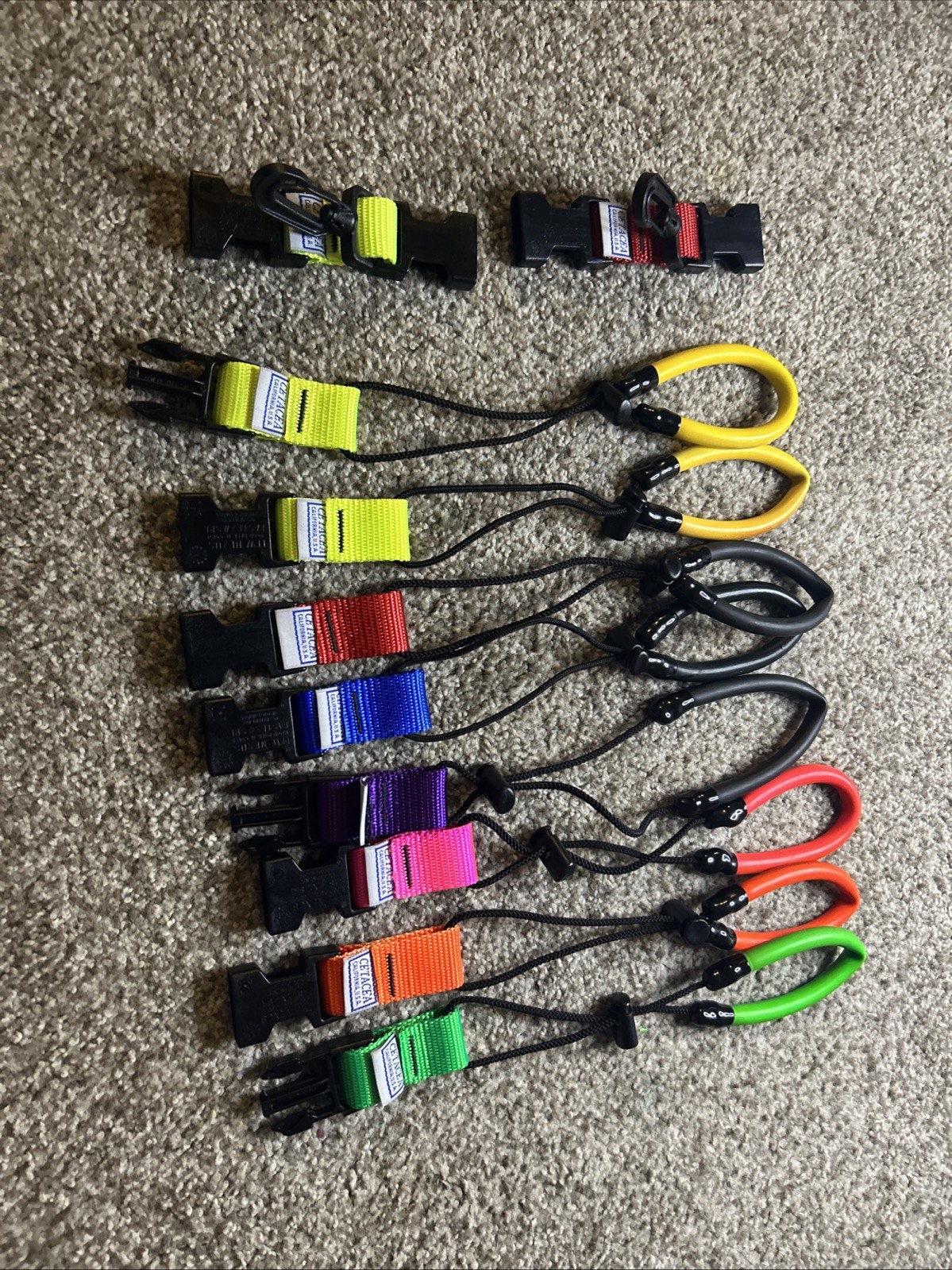 Cetacea Gear Keeper Lanyard Wrist Lot Vibrant Colors Vintage NOS WITH Clips @@@