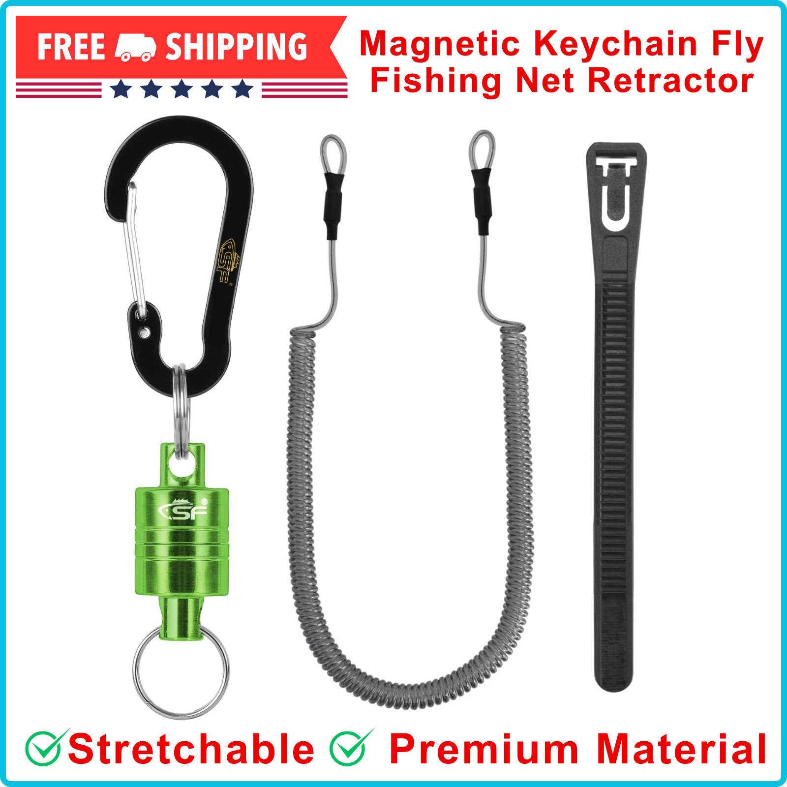 SF Strongest Magnetic Release Holder Keychain Fly Fishing Net Retractor Magnet