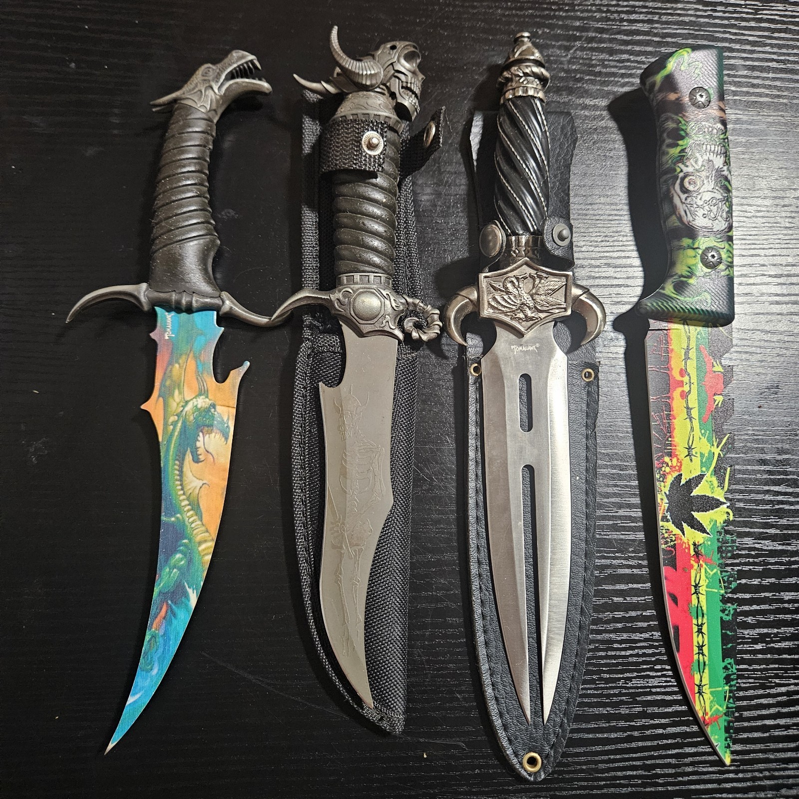 Lot of 6 Fantasy Daggers & Knives Stainless Steel Dragon Skull Designs