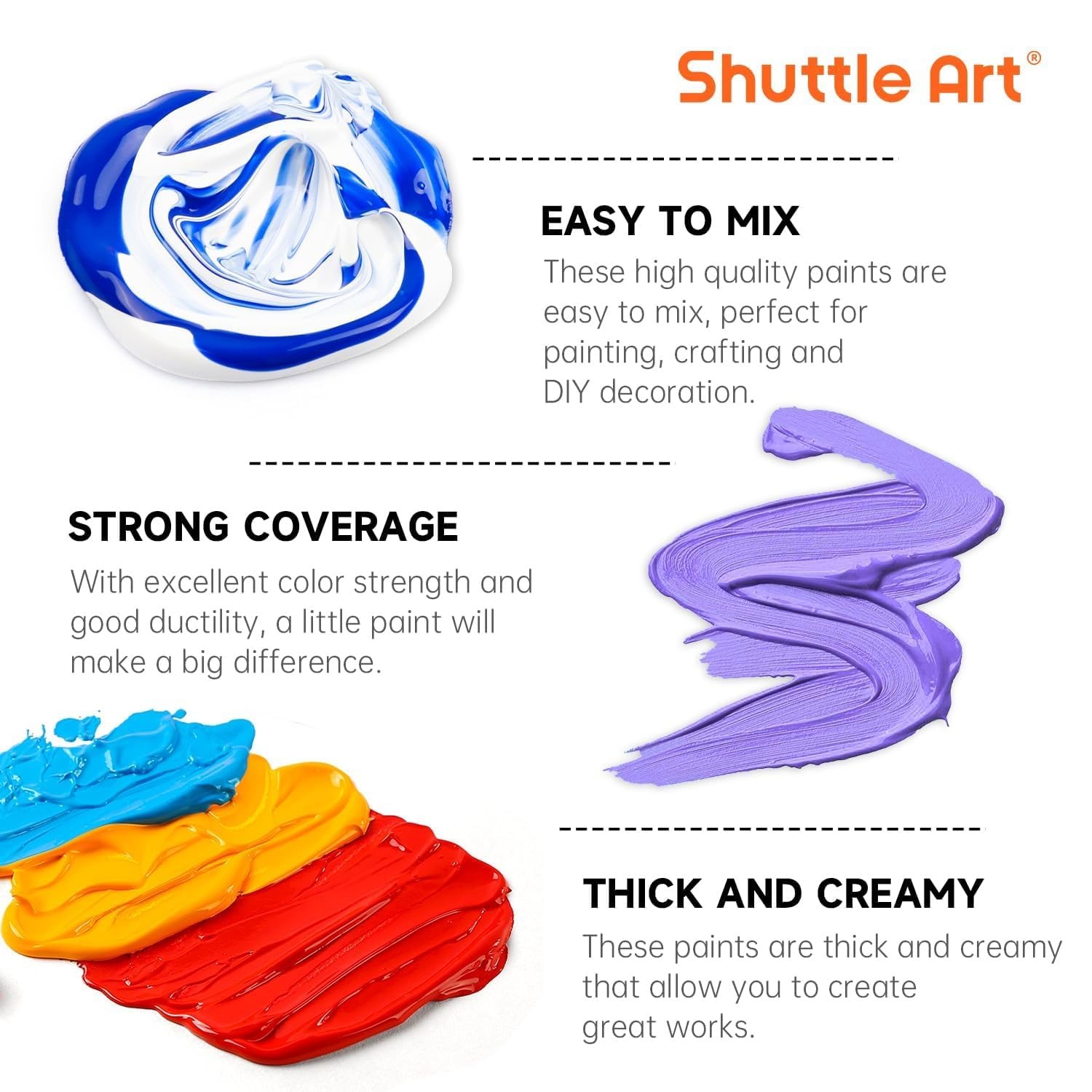 Shuttle Art 80 Colors Acrylic Paint, 2 Fl Oz (Pack of 80), Regular