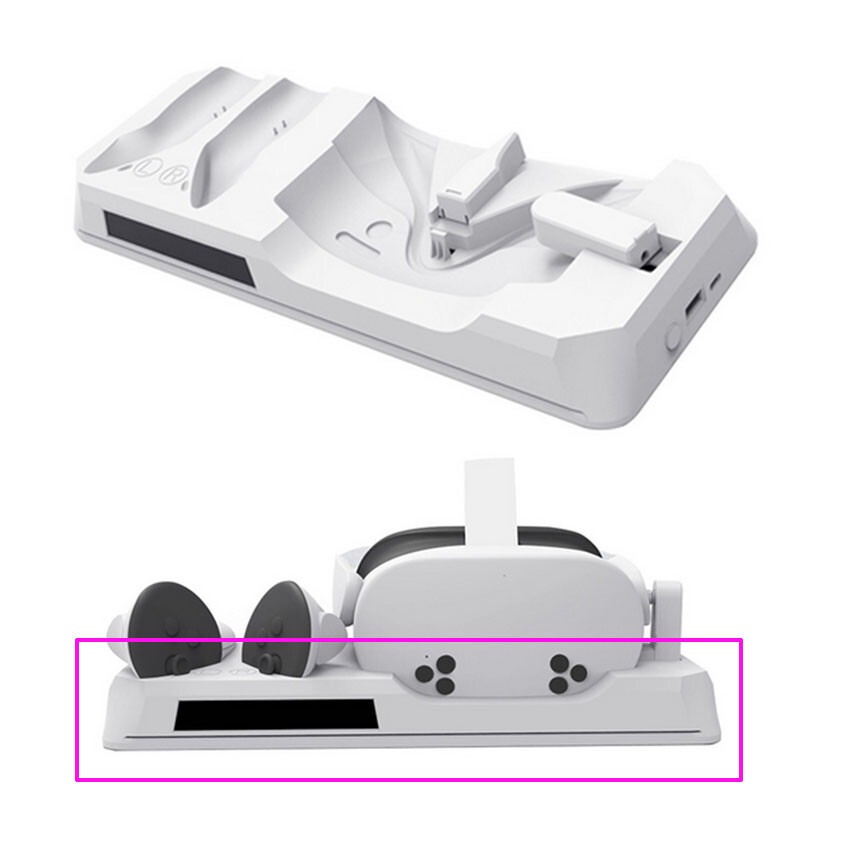 For Quest 3S VR Headset Controller Charging Dock RGB Lights Stand Base Charger