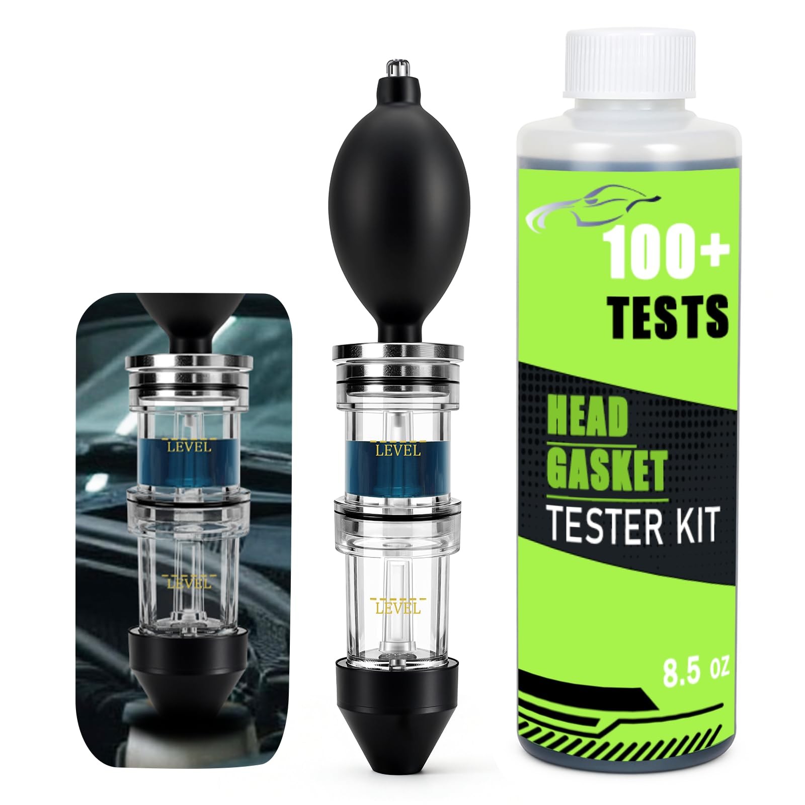 Head Gasket Tester Kit Dual Chamber Combustion Leak Detector Vehicle