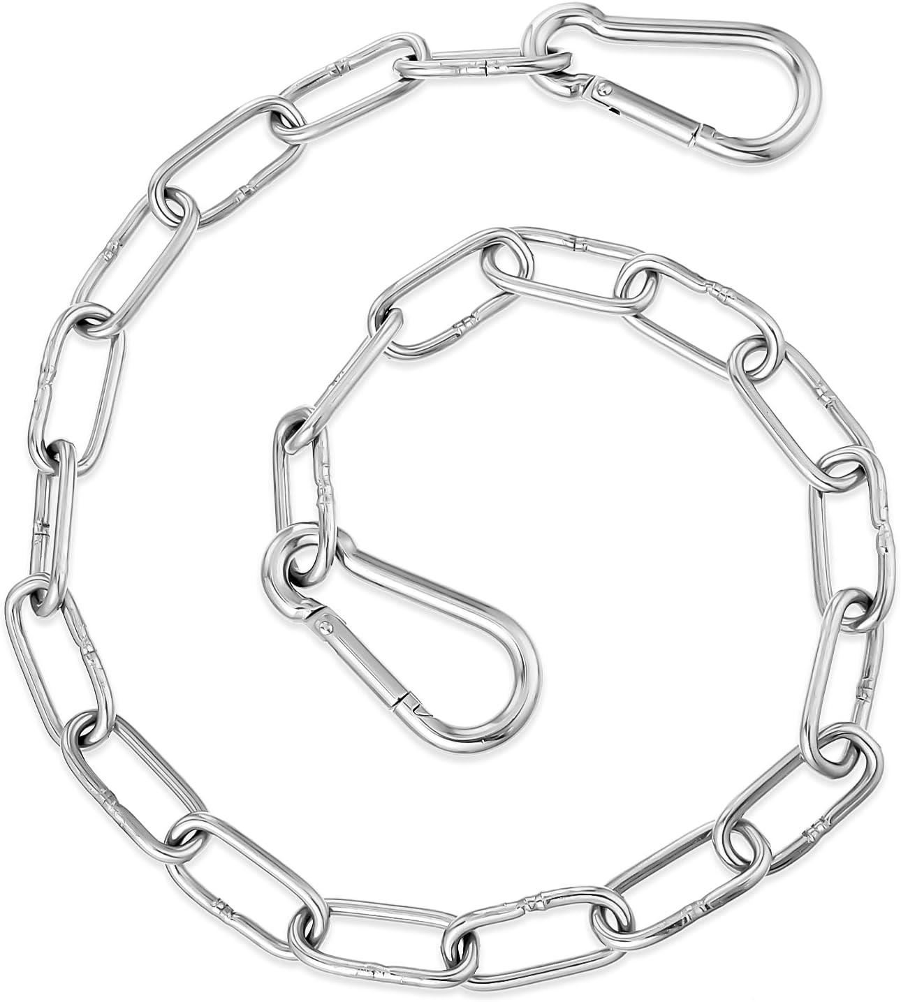 1 Pcs Stainless Steel Gate Chain with Carabiner, Locks Medium, Silver