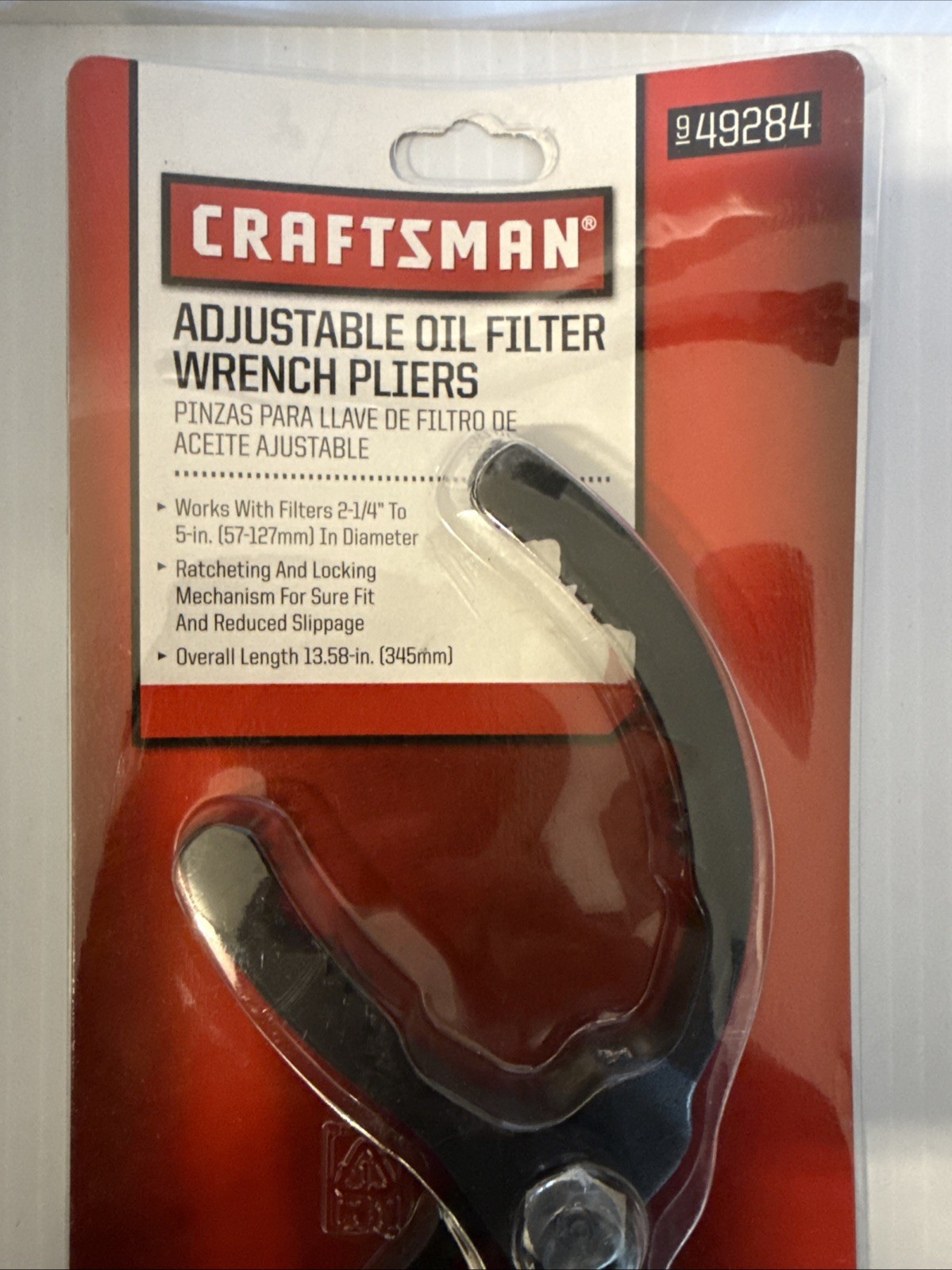 Craftsman 949284 RED Handle JUMBO 13.5" Oil Filter Pliers NEW