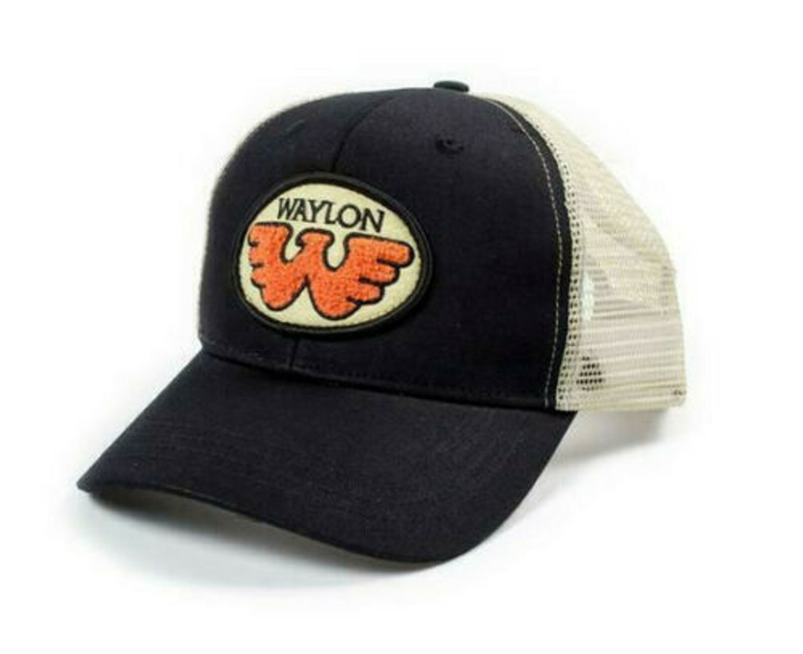 Waylon Jennings Patch Truckers Hat Adult One Size Two Tone color Cap