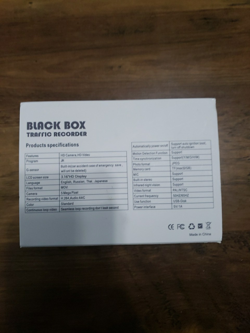 Black Box Traffic Recorder Open Box.