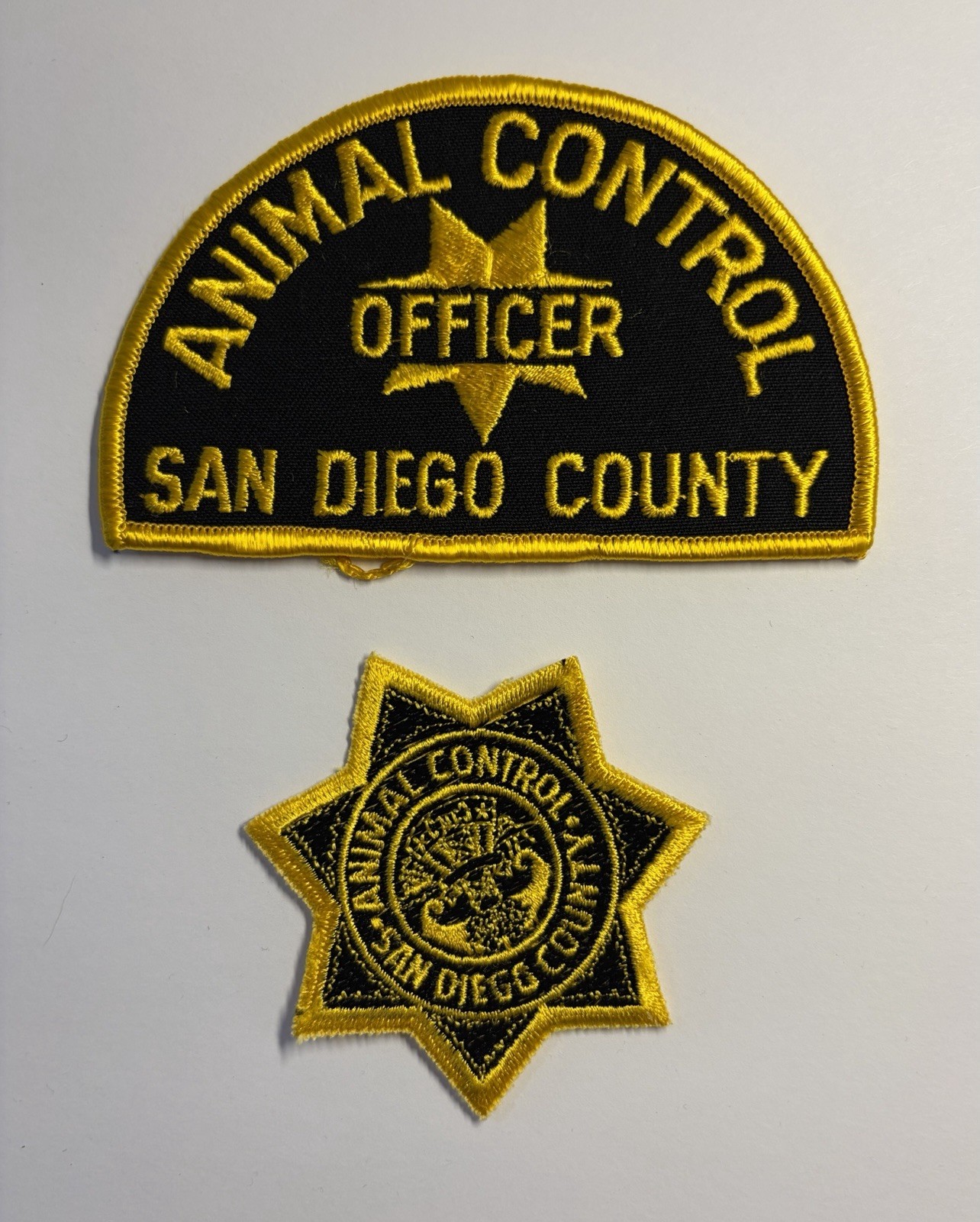 CALIFORNIA VINTAGE SAN DIEGO COUNTY ANIMAL CONTROL 2 PATCH SET #D47