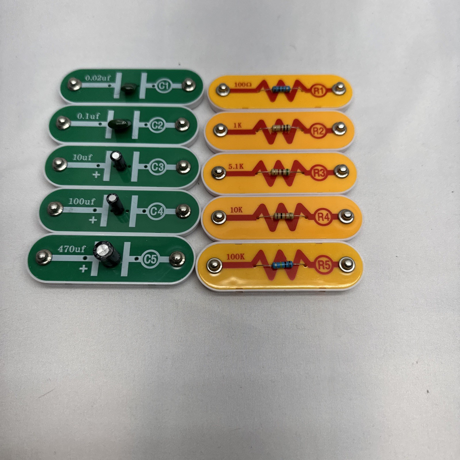 Elenco Snap Circuits Replacement Parts Lot of 10 Capacitors Resistors