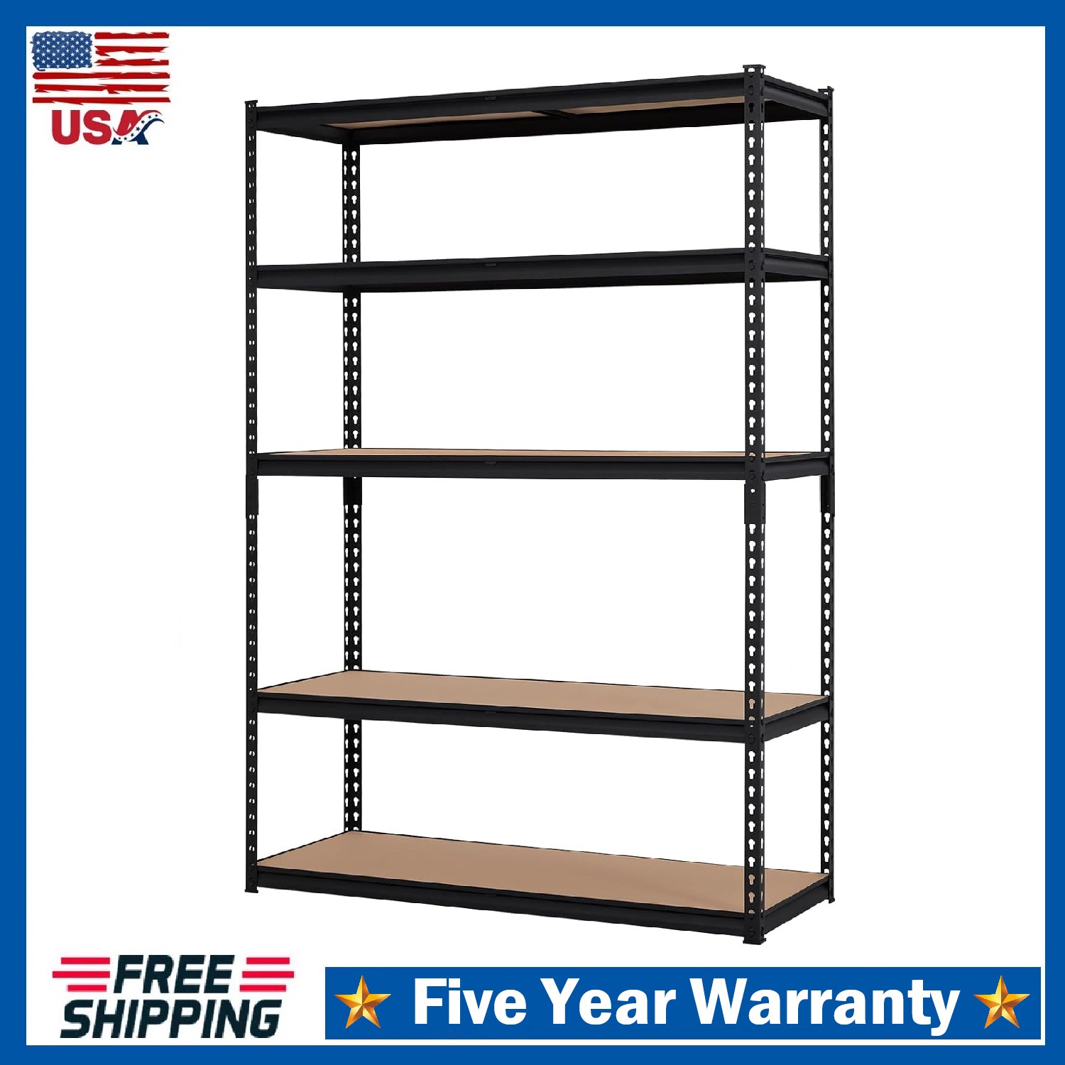 5-Tier Heavy Duty Garage Shelving Unit ,Metal Storage Shelves Utility 48" x 24"