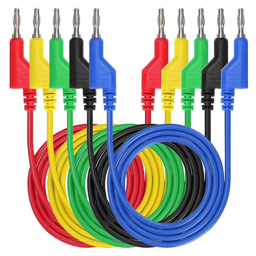 5pcs Banana to Banana Plug Test Lead Set, 4mm Stackable Banana Plug Wire Test.