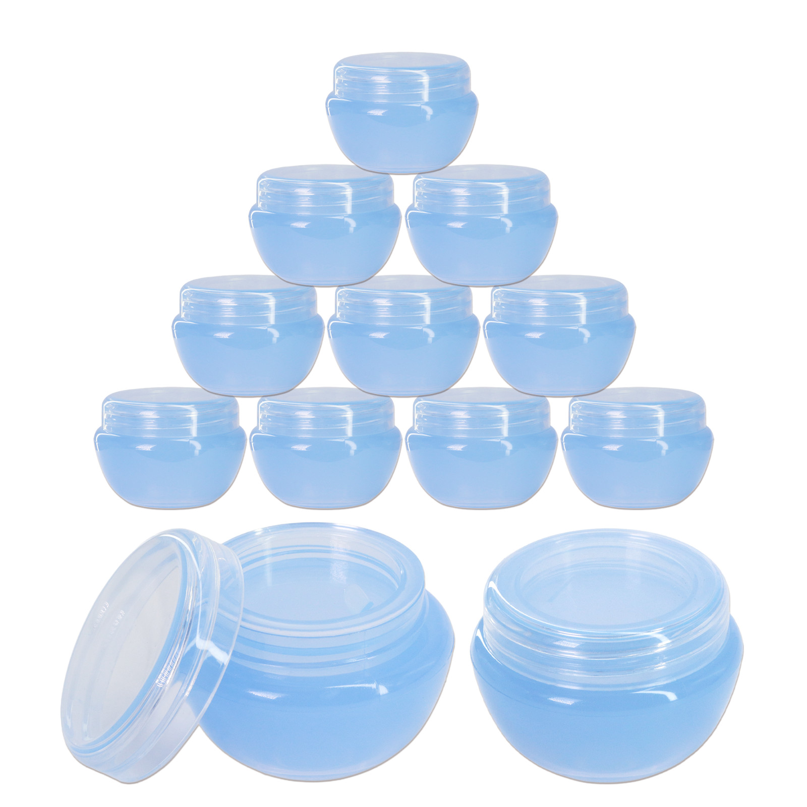 12 Pieces 10G/10ML Round Blue Cosmetic Sample Container Jars with Inner Liner
