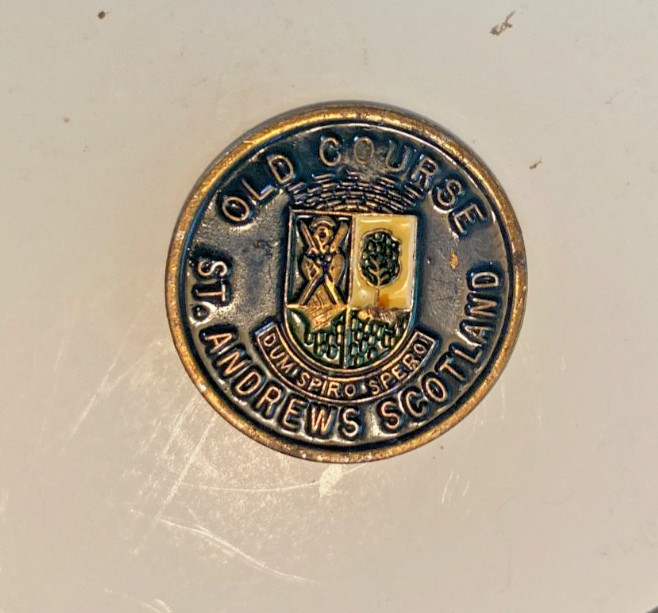 ST. ANDREWS OLD COURSE, SCOTLAND, .  1"-coin style Ball Marker, Original Beauty.