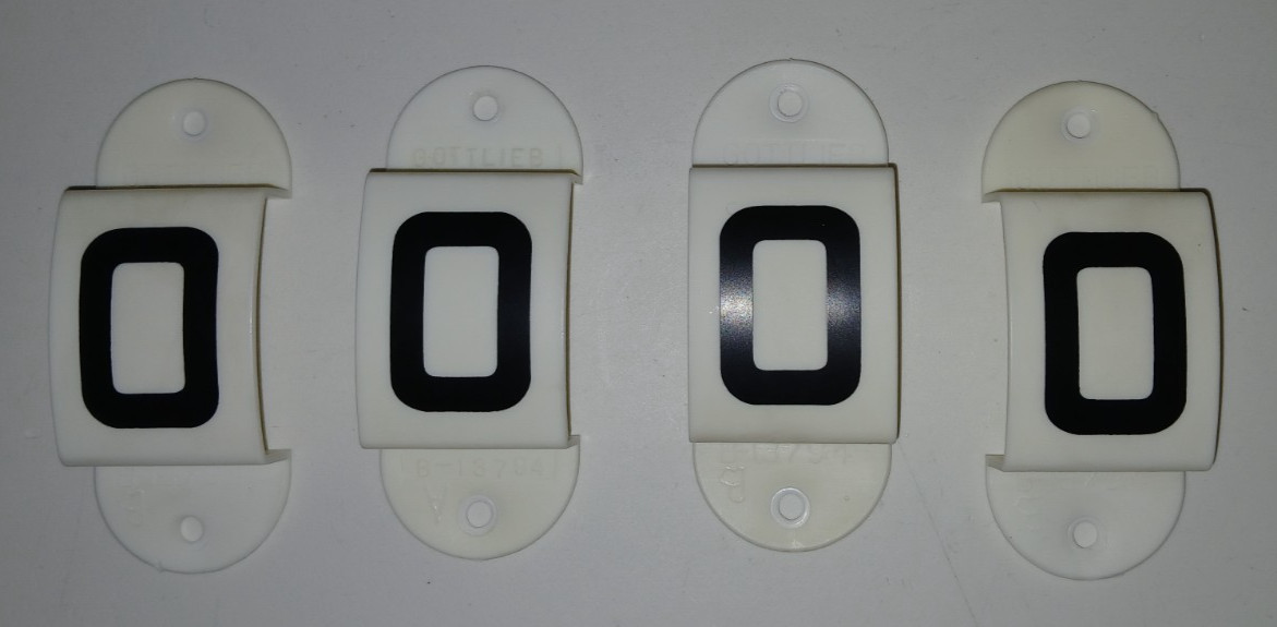 Four (4) Gottlieb EM Pinball Dummy Zero "Drum Reel" (B-13794)