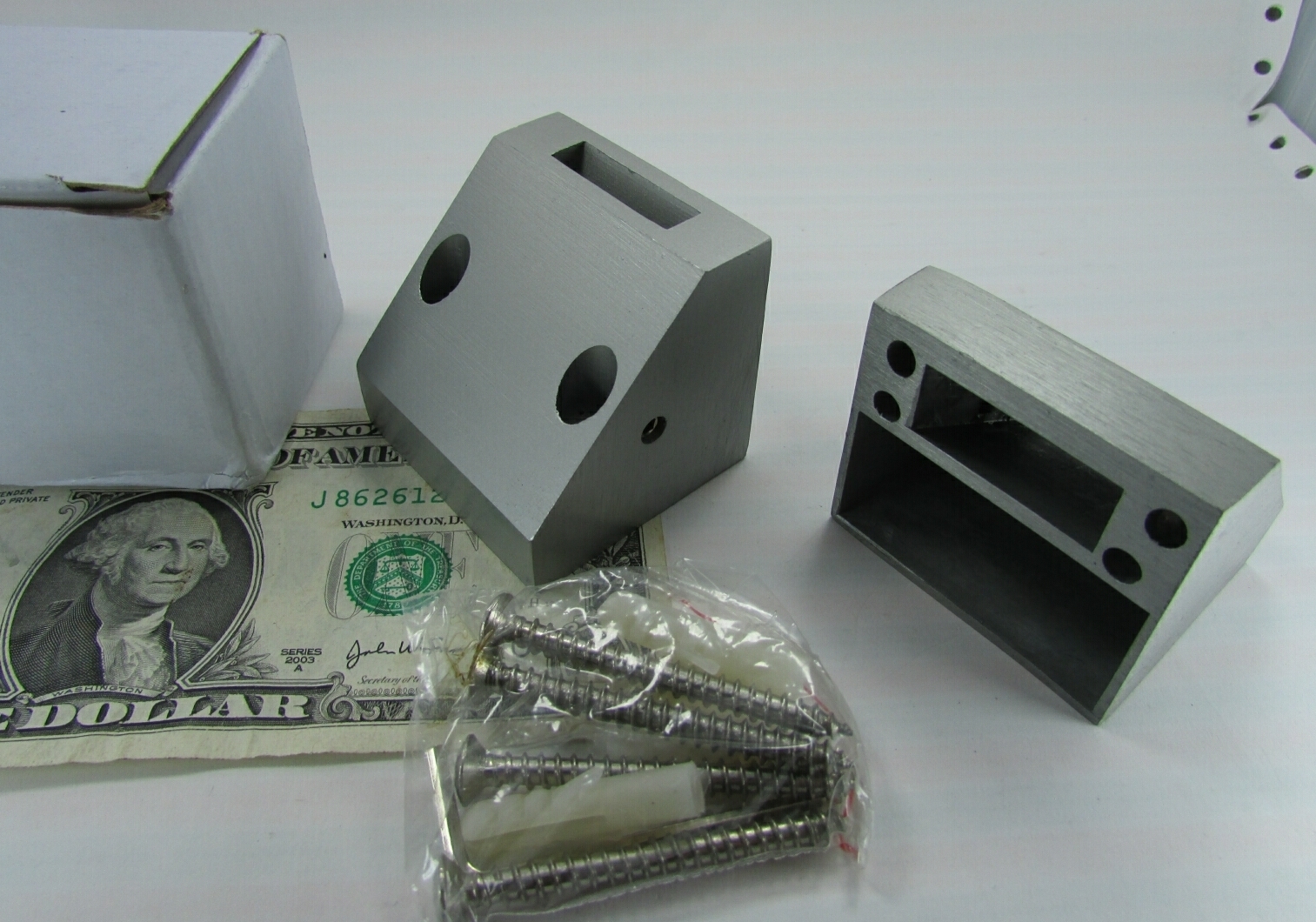 Pair of Unknown Stainless Blocks, Sensor Housings? Commercial Door Hardware?