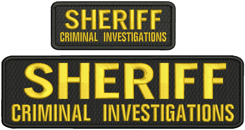 Sheriff Criminal Investigations embroidery patches 3x10 and 2x5 hook black gold