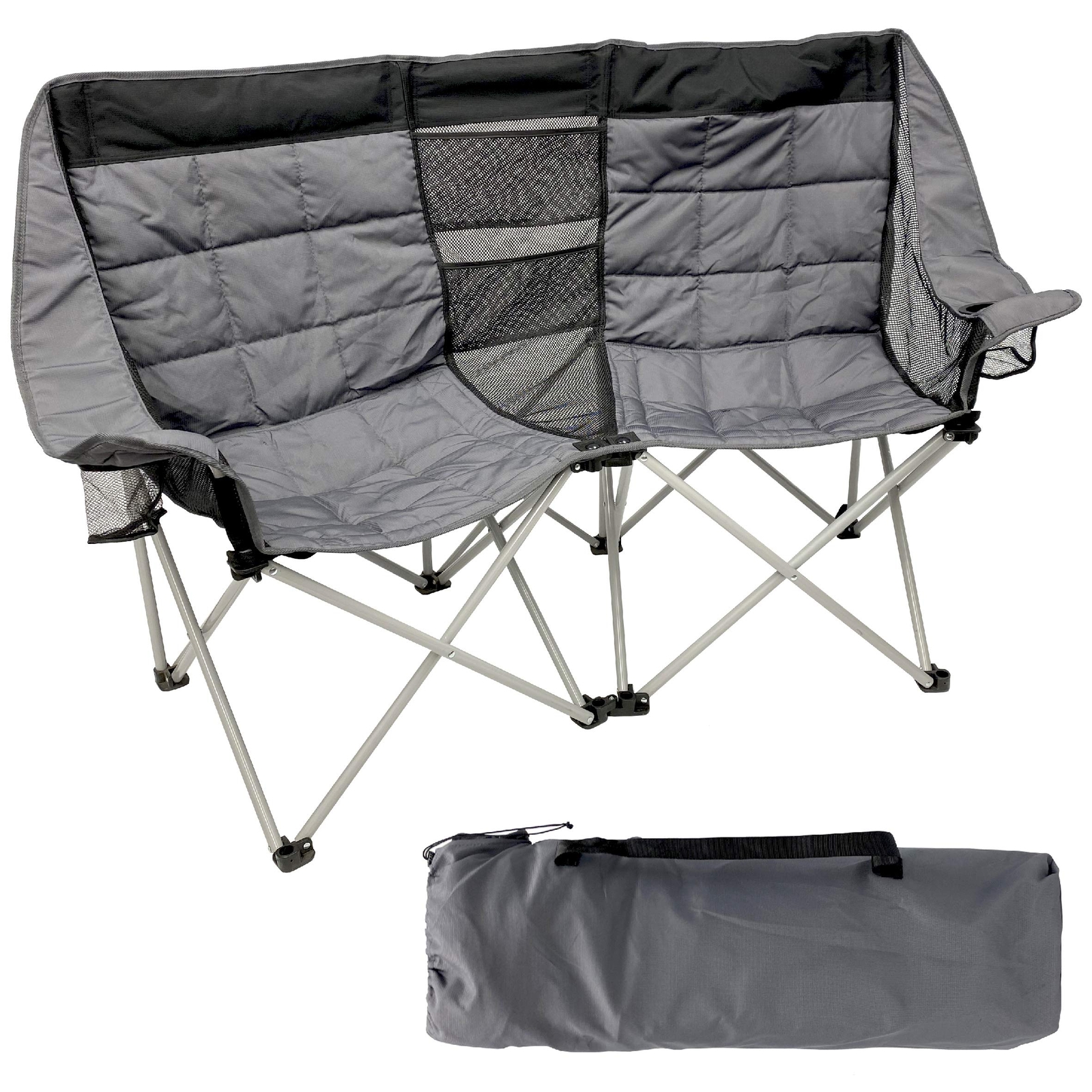 Camping Chair Double Love Seat Heavy Duty Oversized Folds Easily And Is Padded B