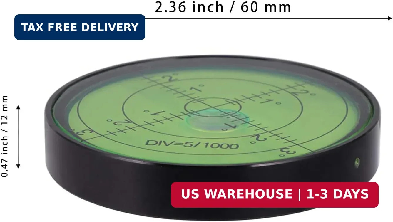 Aluminium High Precision Horizontal Leveler Bubble Level Tool Circle Round 2.4 I