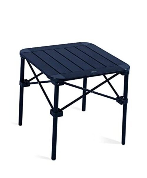 Lightweight Stable Alu. Folding Square Table Roll Up Top with Small Dark Black