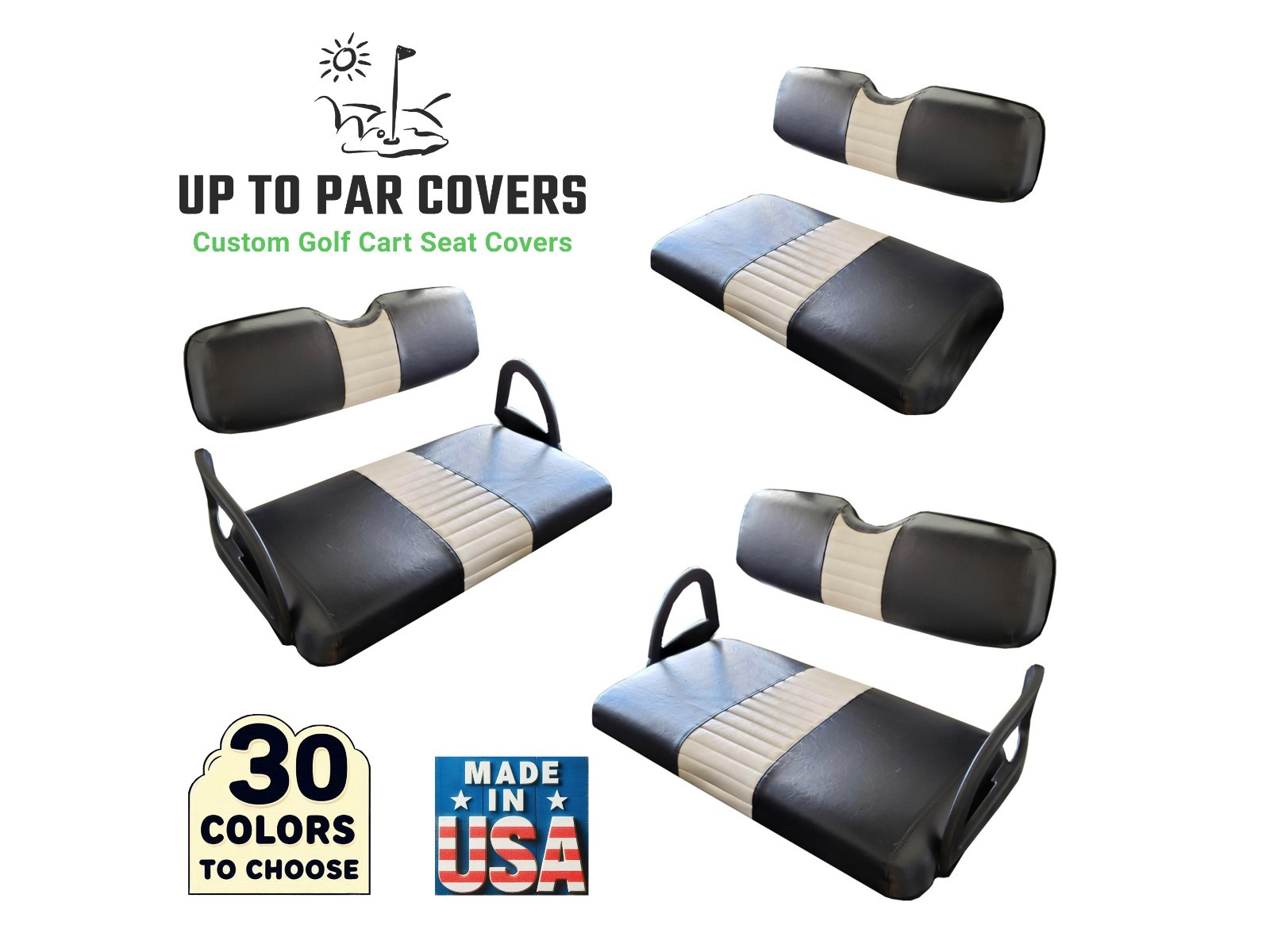 E-Z-GO TXT Express L6 Golf Cart Replacement Seat Covers "Six Seater" (1 Stripe)