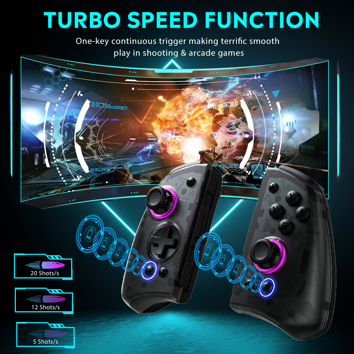 QRD Stellar T5 Wireless Controller Joy-pad for for Nintendo Switch Pro Lite OLED