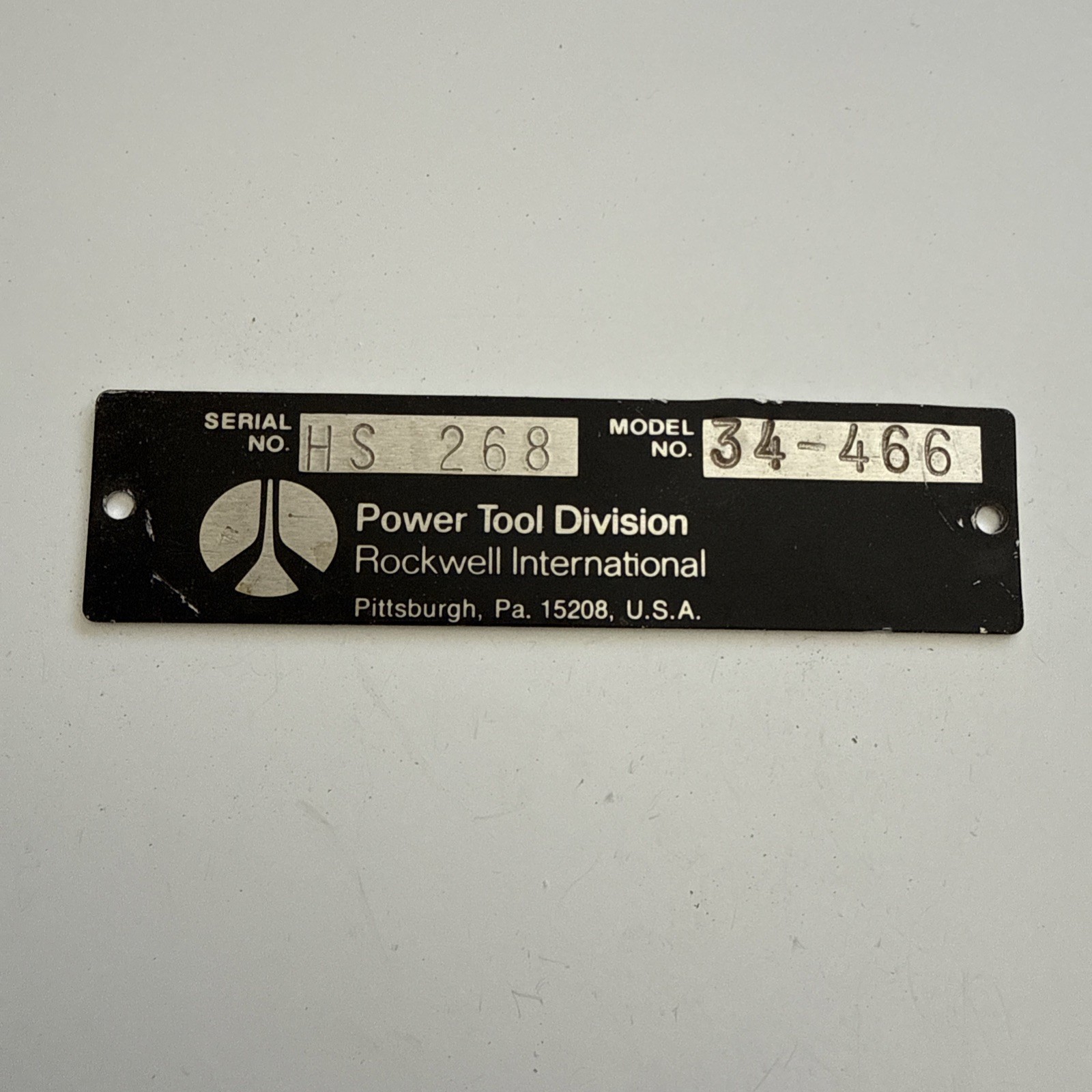 Vintage Rockwell Unisaw ID Badge / Name Plate 4” 1974