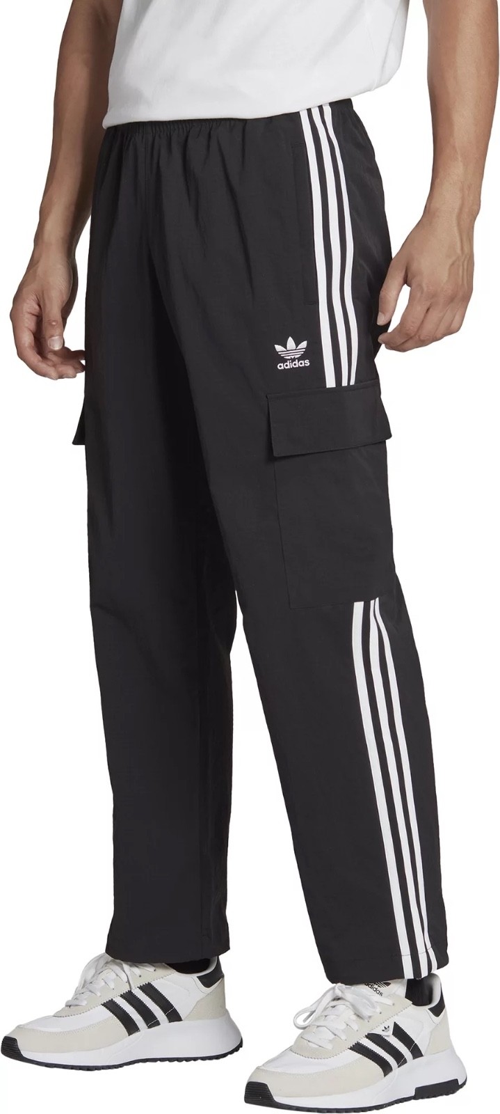 Adidas Men Adicolor Classics 3 Stripe Cargo Pants Size L Black White HR3364
