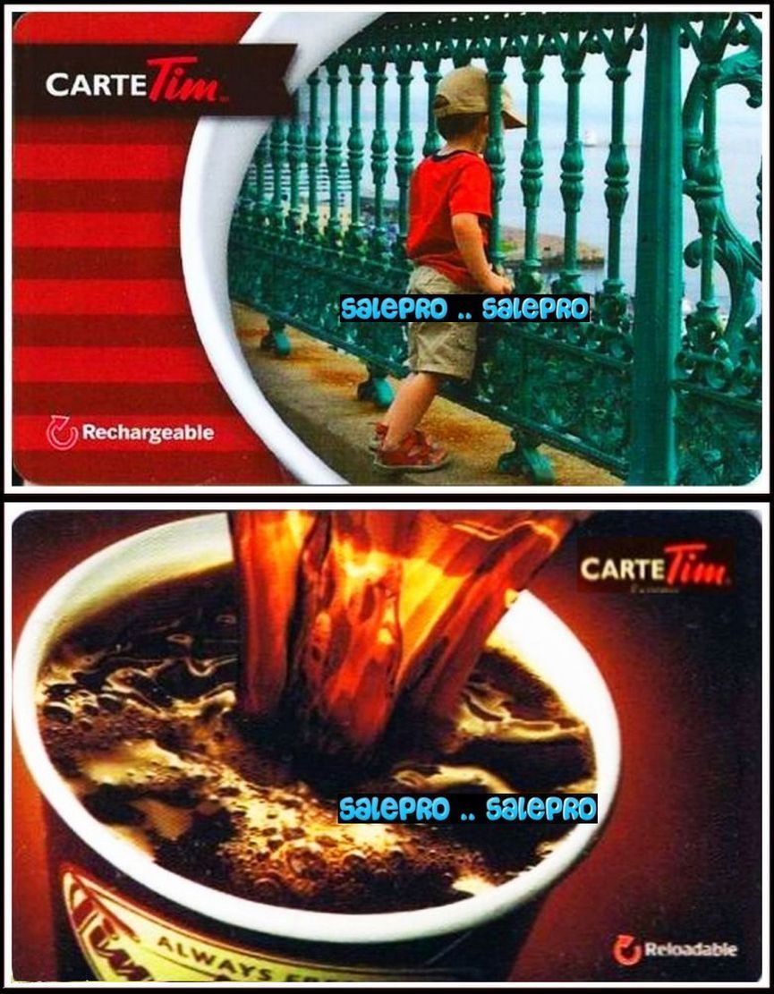 2x TIM HORTON 2013 2015 LITTLE BOY HOT COFFEE FRENCH COLLECTIBLE GIFT CARDS LOT