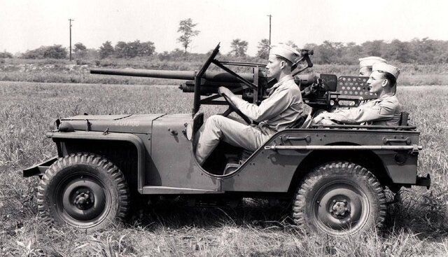 WW2 WWII Photo US Army Jeep with 37mm Anti-Tank Gun Mounted World War Two / 3166