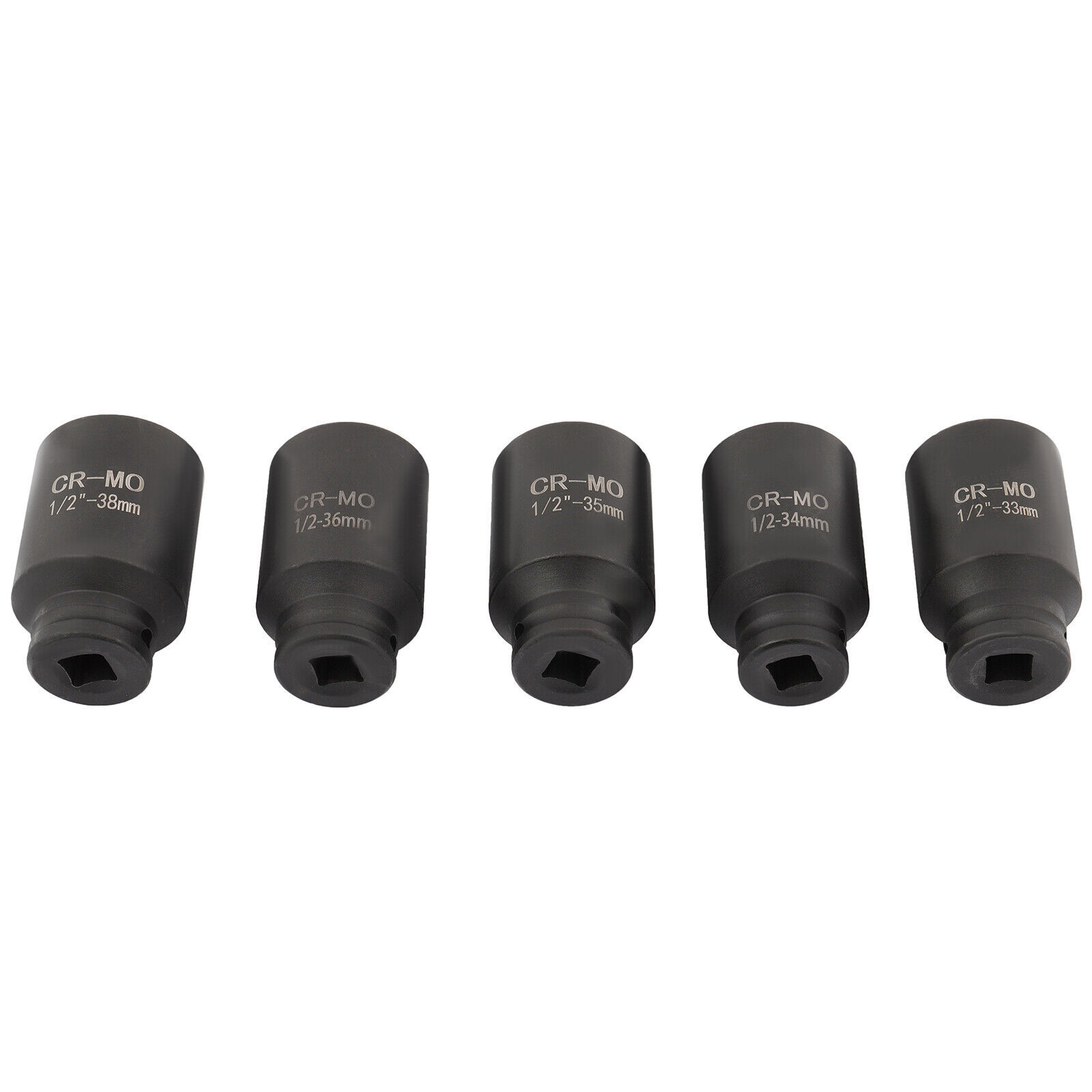1/2'' Drive 6 POINT Deep Spindle Axle Nut Socket Set 5pcs 33 34 35 36 38mm