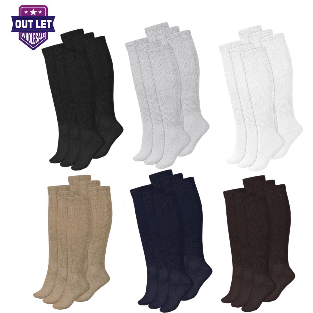 2 Pairs Men's Diabetic Over the Calf Socks Knee High Compression Cotton Socks