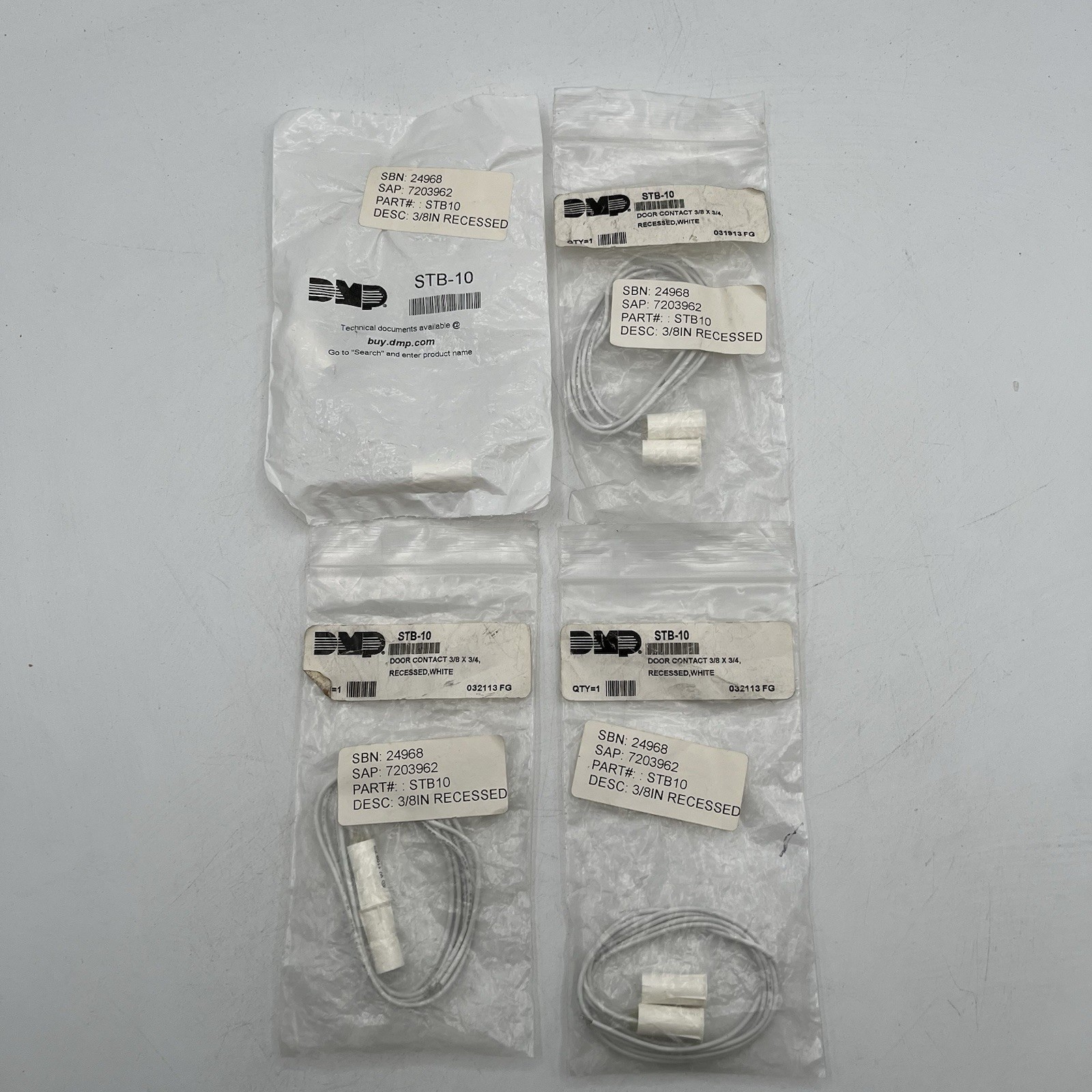 NEW!! 4 Pack DMP 3/8" Recessed Magnetic Contact For Alarm Systems - STB-10