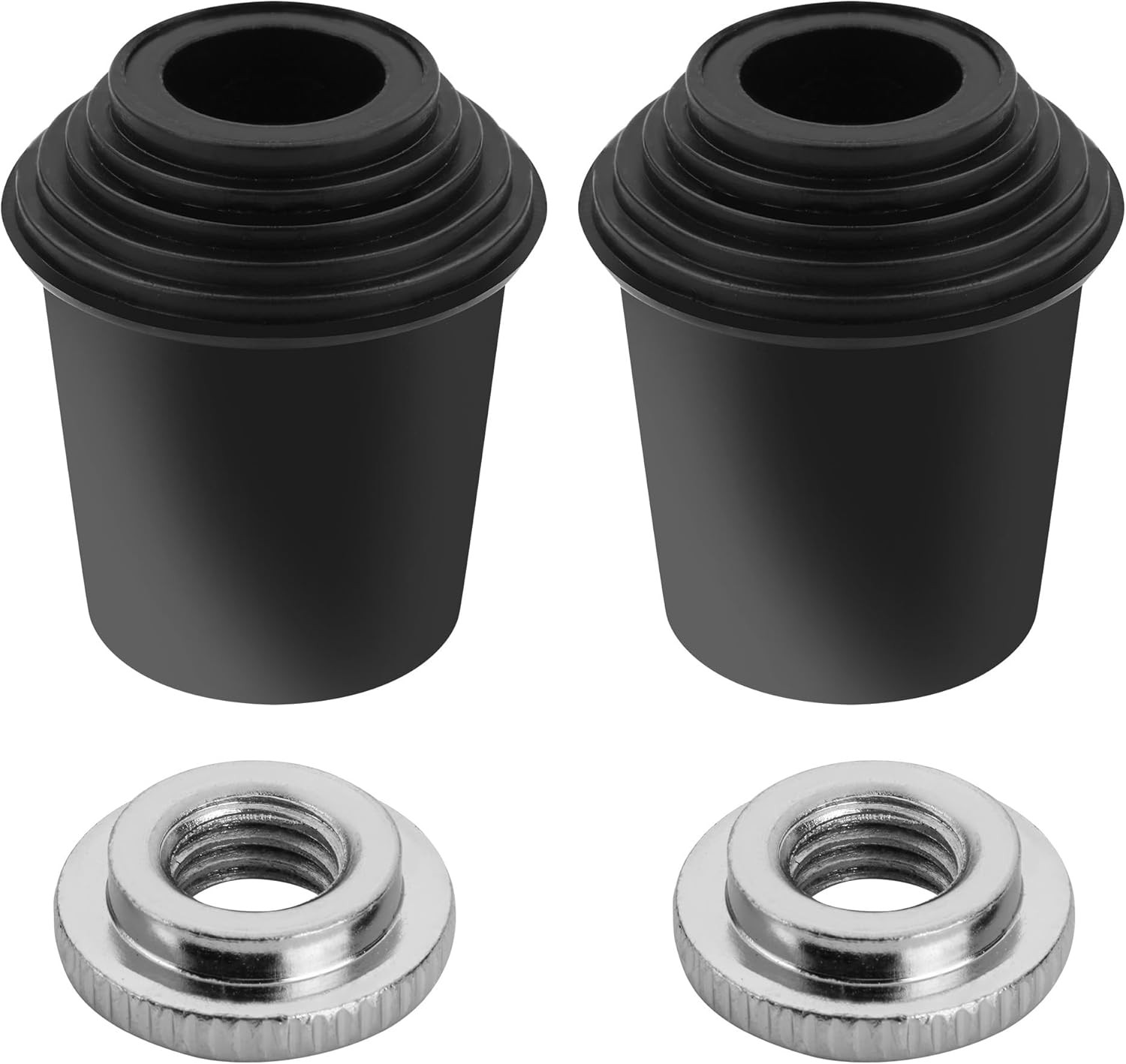 2 Packs Bass Drum Threaded Rubber Feet, Floor Tom Drum Leg Tips Rubber Feet
