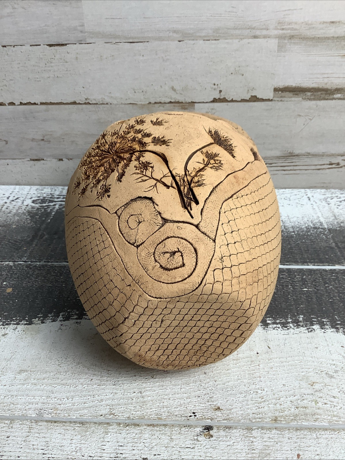 Stoneware Basket Sharon Jackson Hand Made 9" Tall