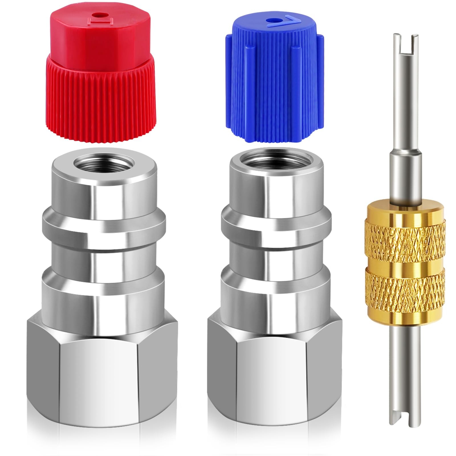 FANOVO R12 to R134a Conversion Kit, High & Low Pressure Side Silver