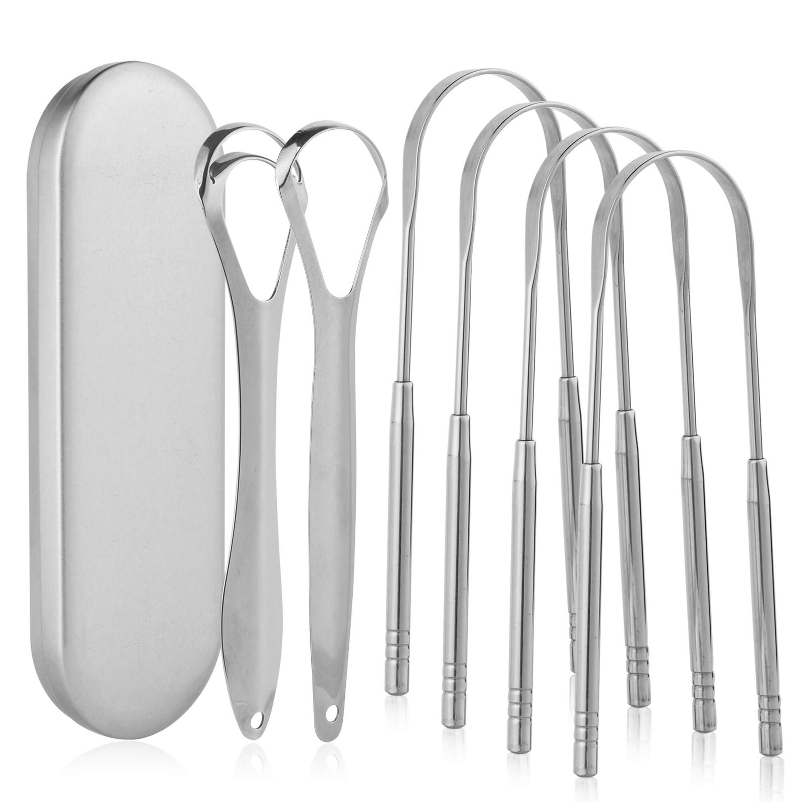 Aussumy 6 Pack Tongue Scraper - Reusable & Easy to Clean Silver 6