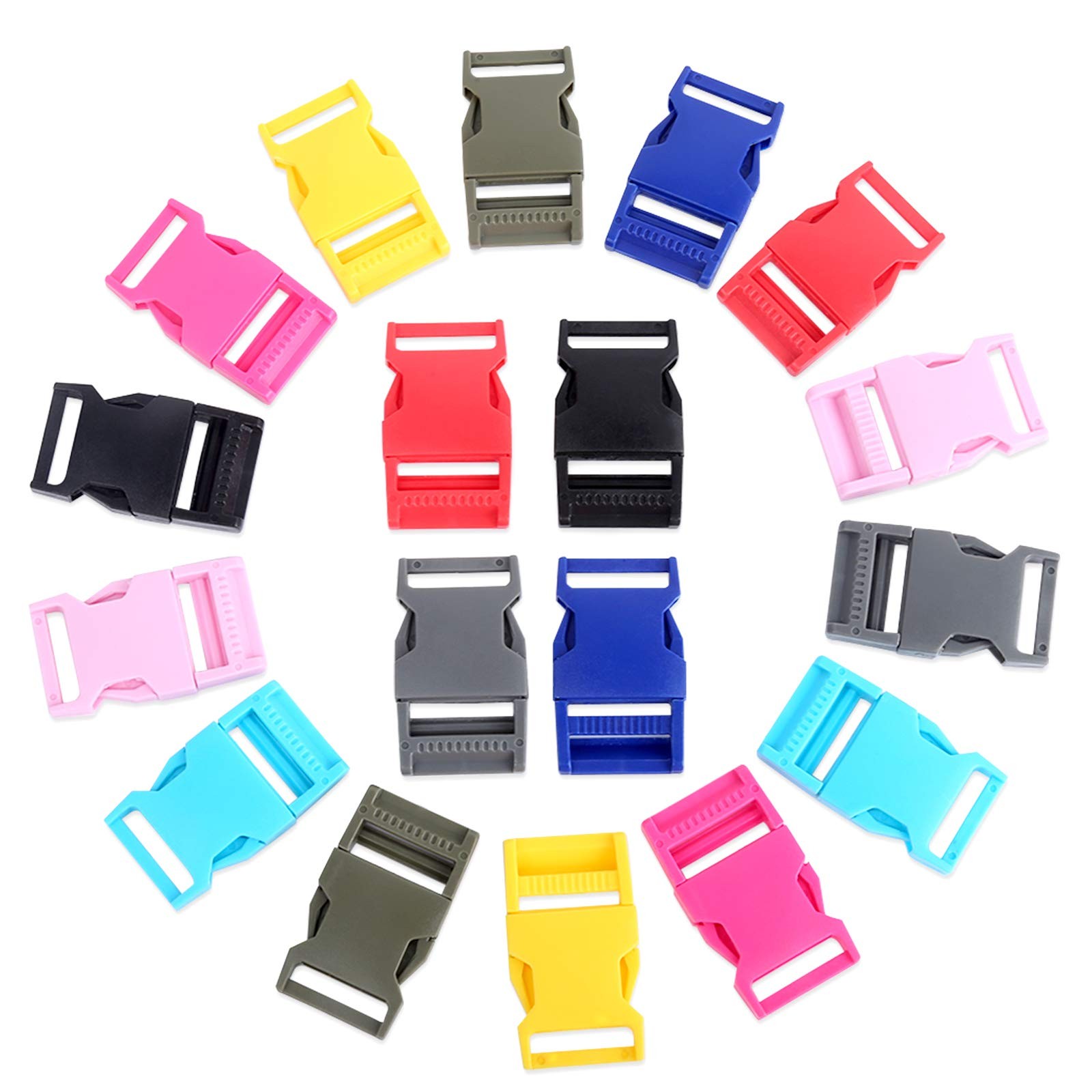 1 Inch Buckles, 18pcs Side Release Plastic Buckles Colorful Heavy Duty Plasti...