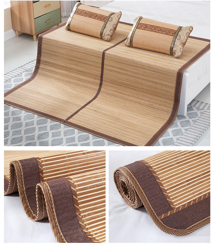 Bamboo sleeping Mat plus 2 Pillow Case both size sheet rug floor cool双面折叠竹凉席加两枕套