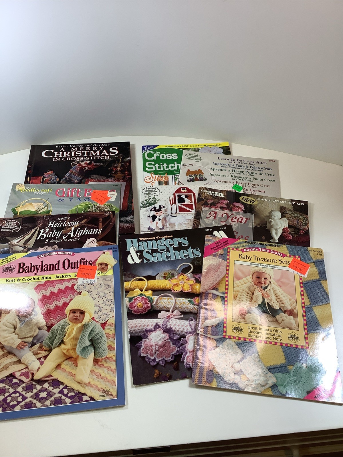 Lot Of 10 Crochet, Cross Stitch, Needlework Books W/Patterns And BH&G Xmas Book