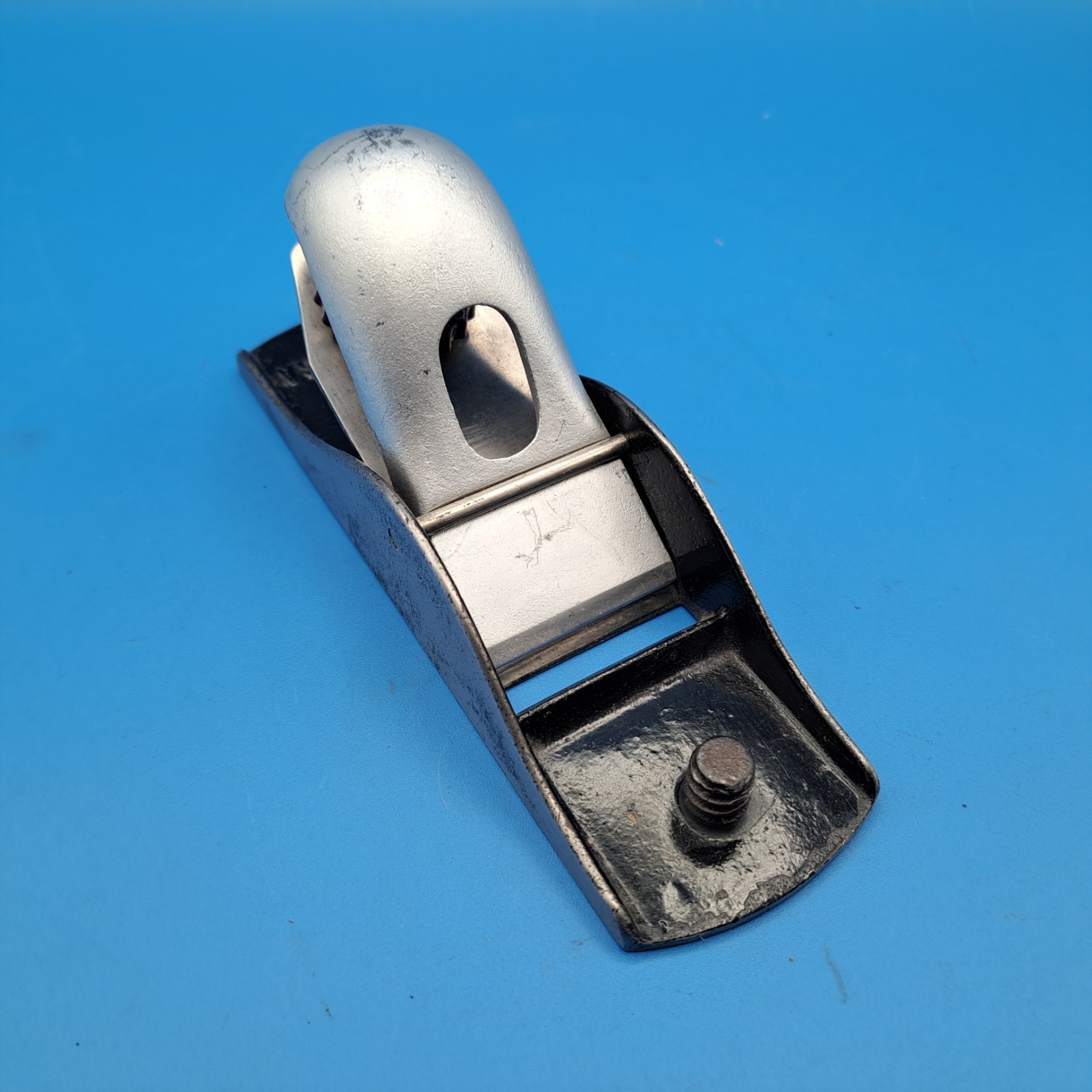 Vintage Unbranded 6 1/2" Wood Block Plane, No M1247, Front Knob Missing, USA
