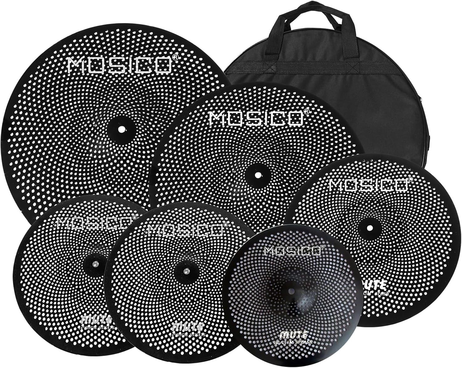 Silent Cymbal Set 6-Piece Mute Pack with Free Bag - Perfect for Practice