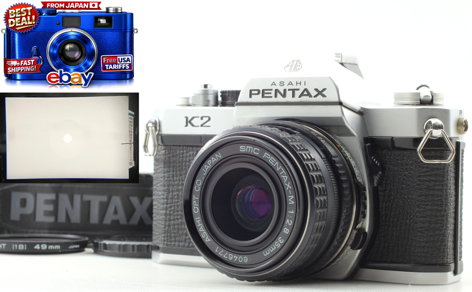 〖Near MINT〗 Pentax K2 SLR 35mm Film Camera SMC M 35mm f/2.8 Lens From JAPAN