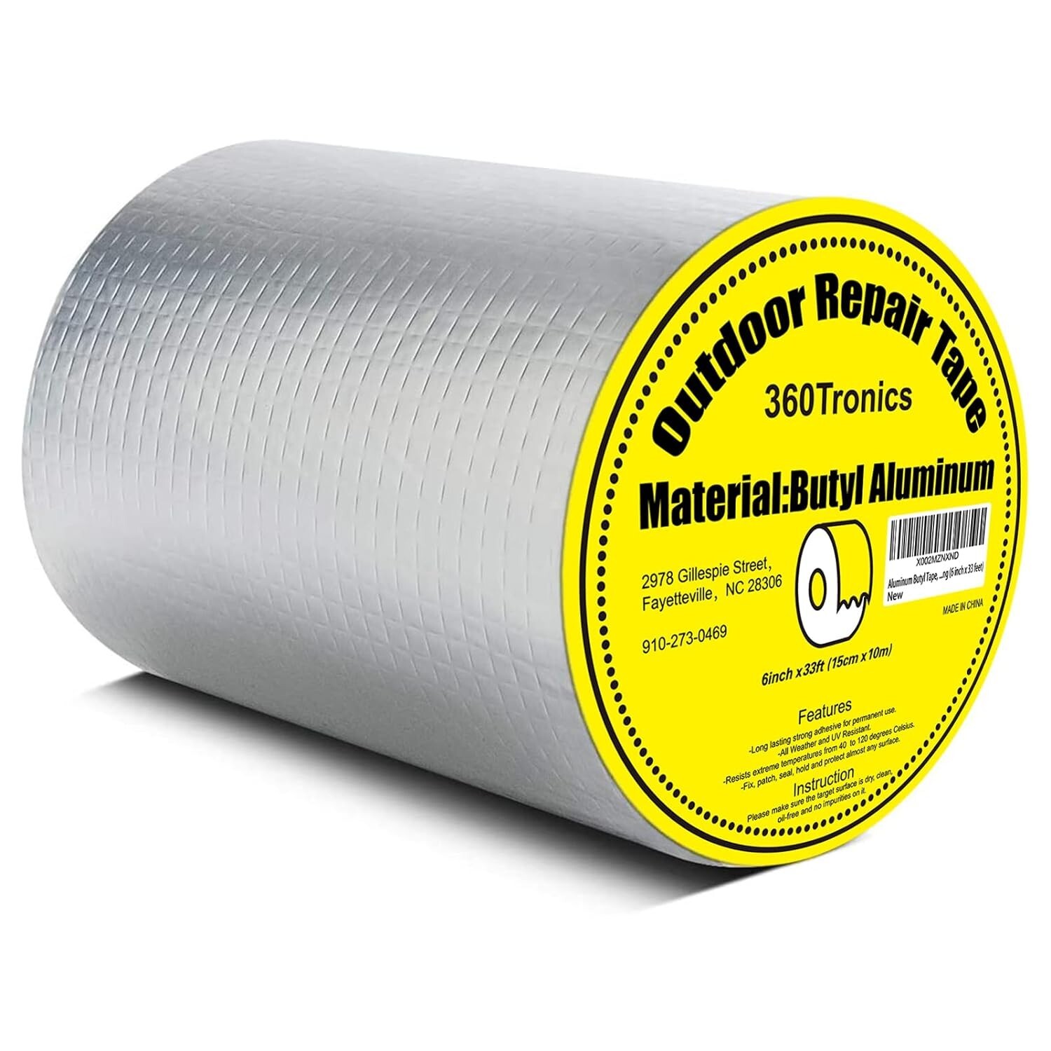Strong Waterproof Tapes, Aluminum Butyl Rubber Tape 6" x 33 ft, RV, Roof, Metal