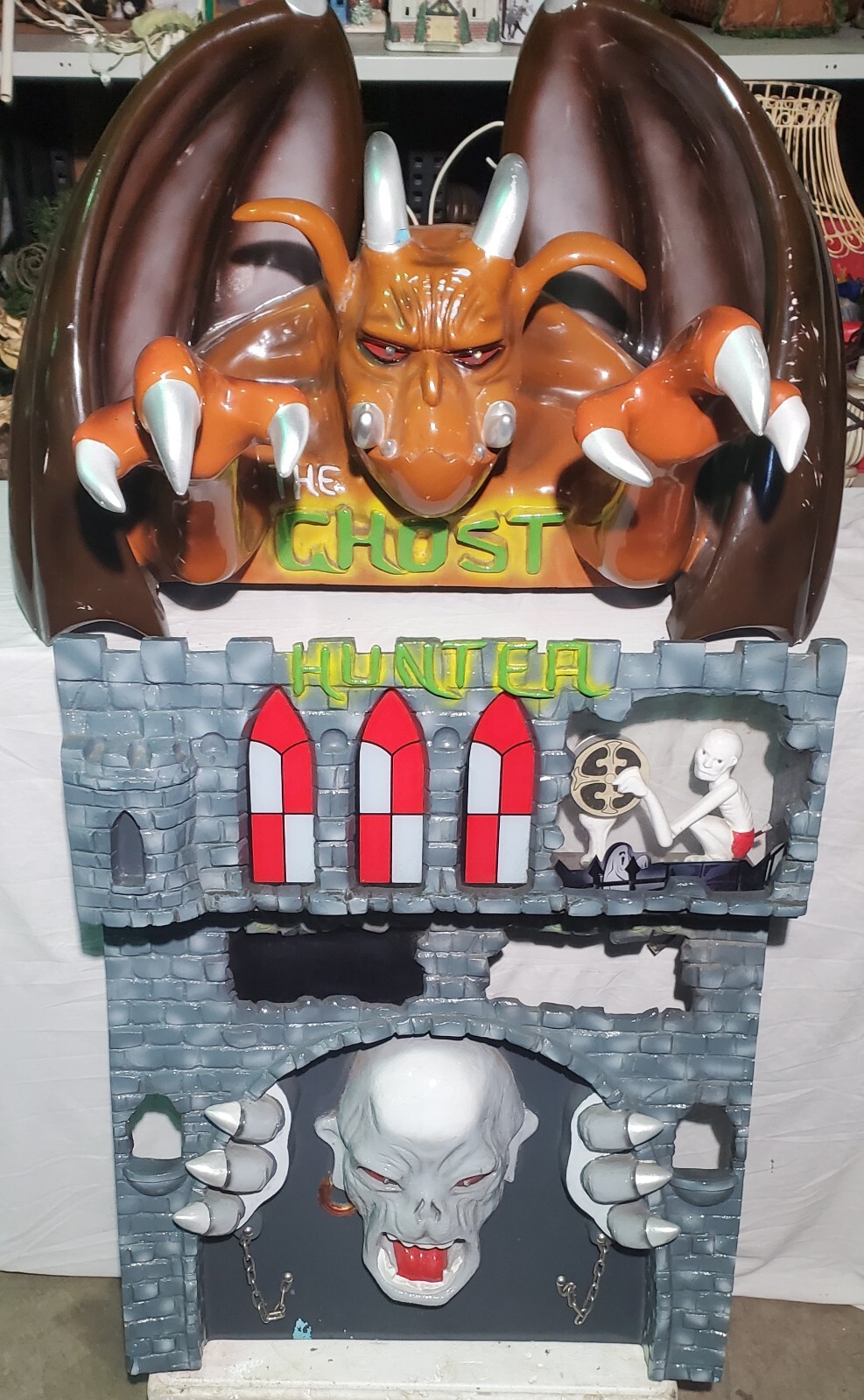 Vintage Ghost Hunter Pinball Arcade Game 2pc Topper Parts Mancave Decor RARE!