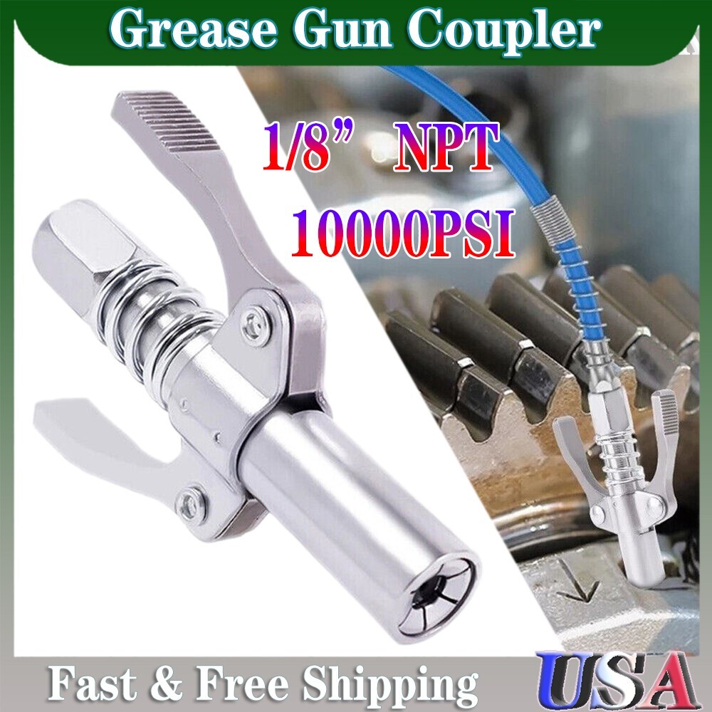 Grease Gun Coupler Double Handle High Pressure Quick Release Lock Oil Nozzles