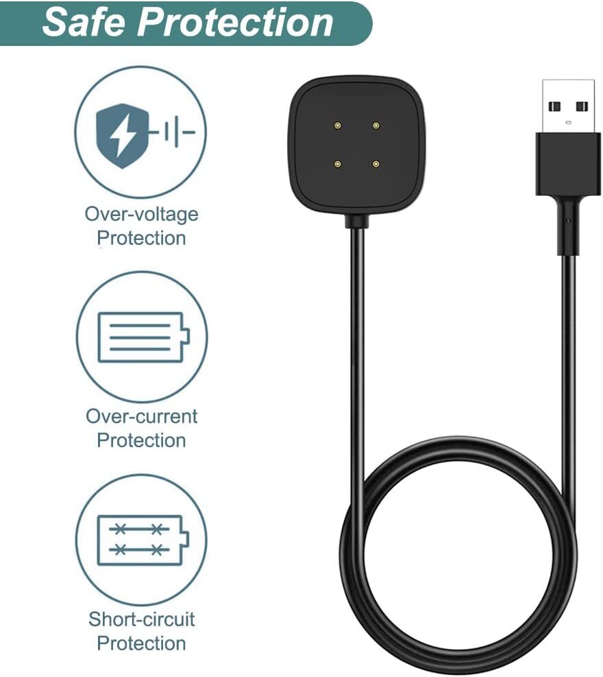 For Fitbit Versa3/Sense Watch USB Wireless Charging Dock Fast Cable Charger US